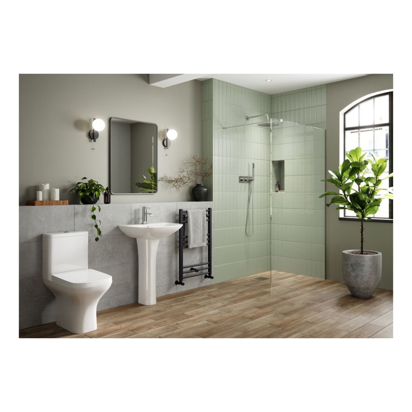Calmea Short Projection Close Coupled Fully Shrouded WC & Wrapover Soft Close Seat