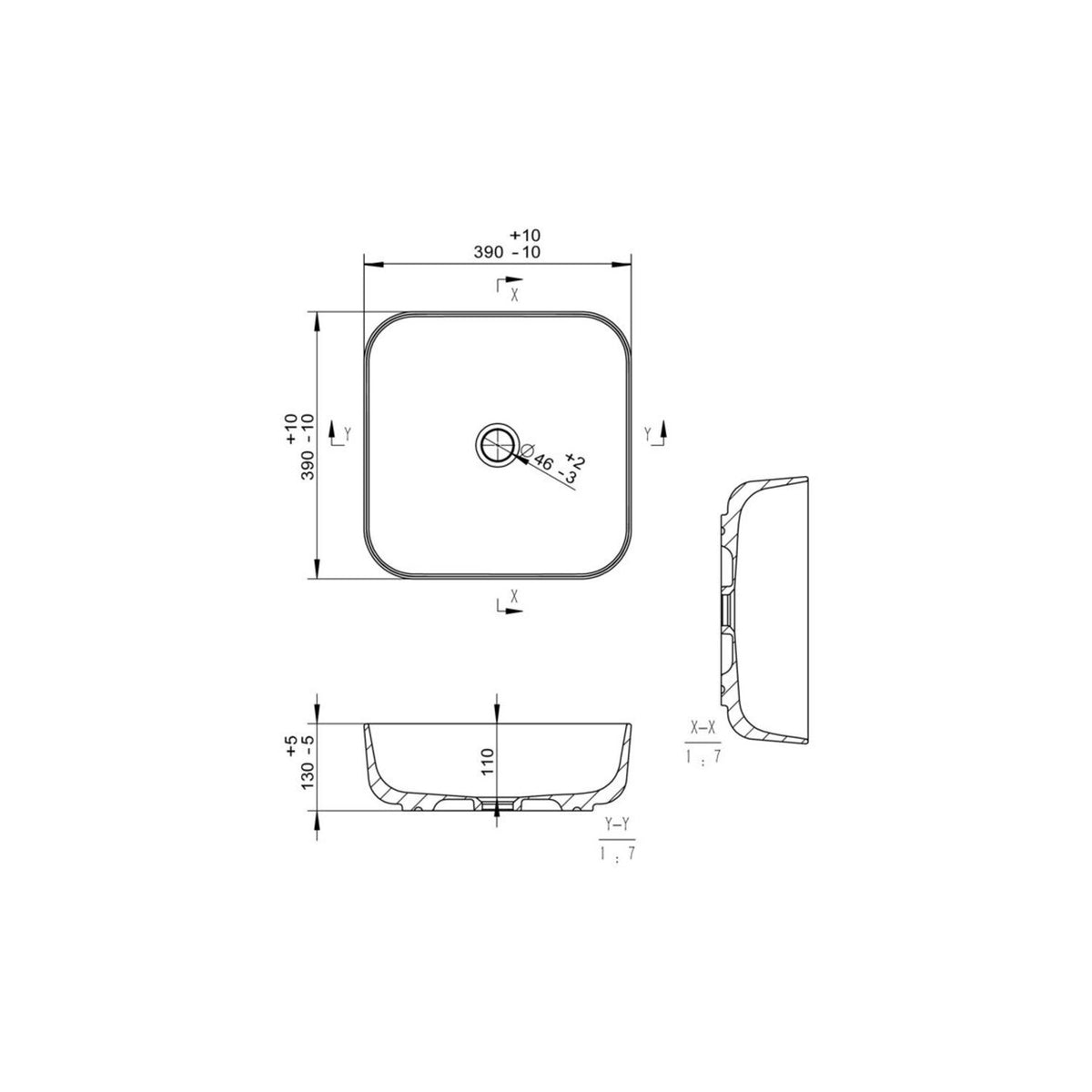 Liora 400mm Ceramic Square Washbowl & Waste - Matt White