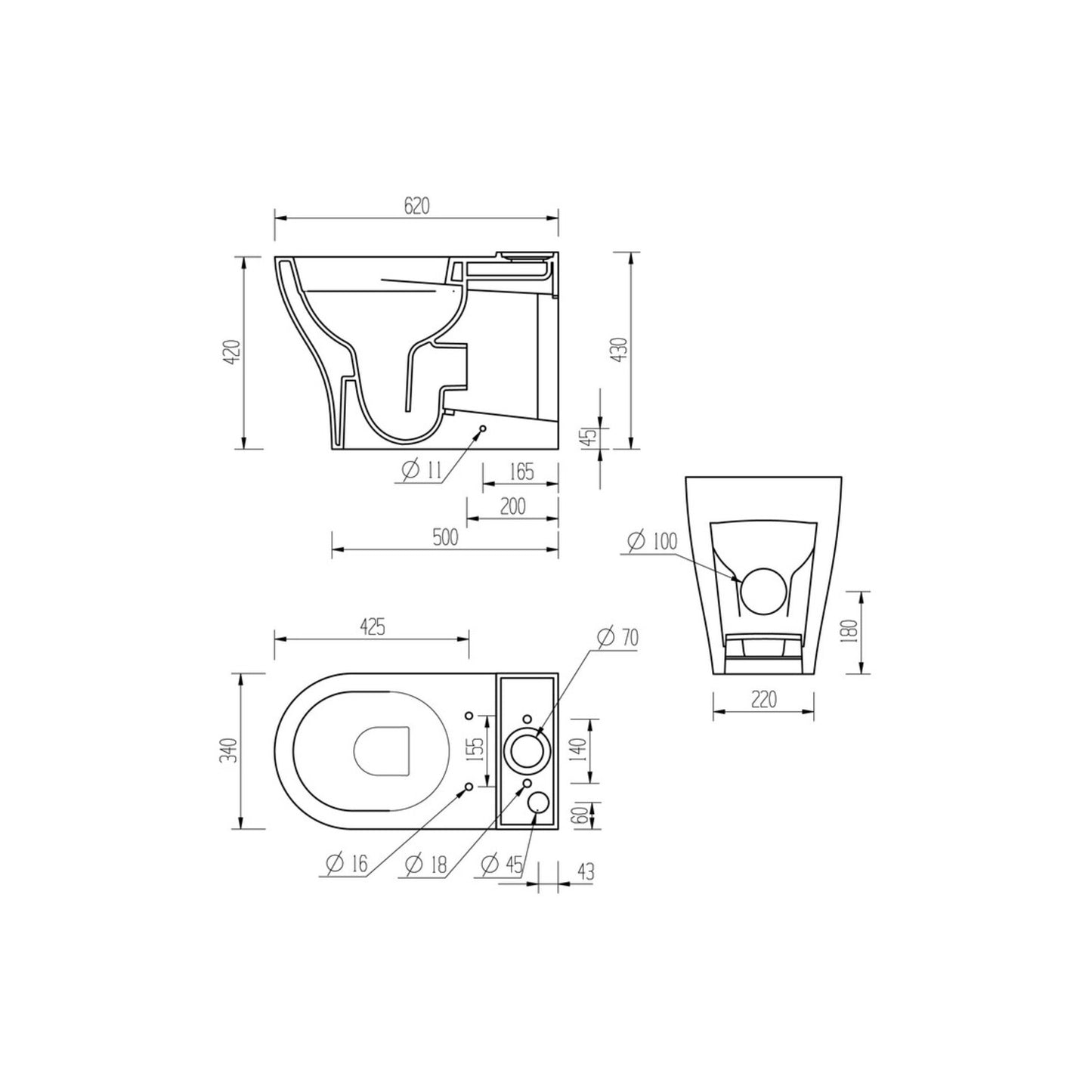 Lirien Rimless Short Projection Close Coupled Fully Shrouded WC & Soft Close Seat