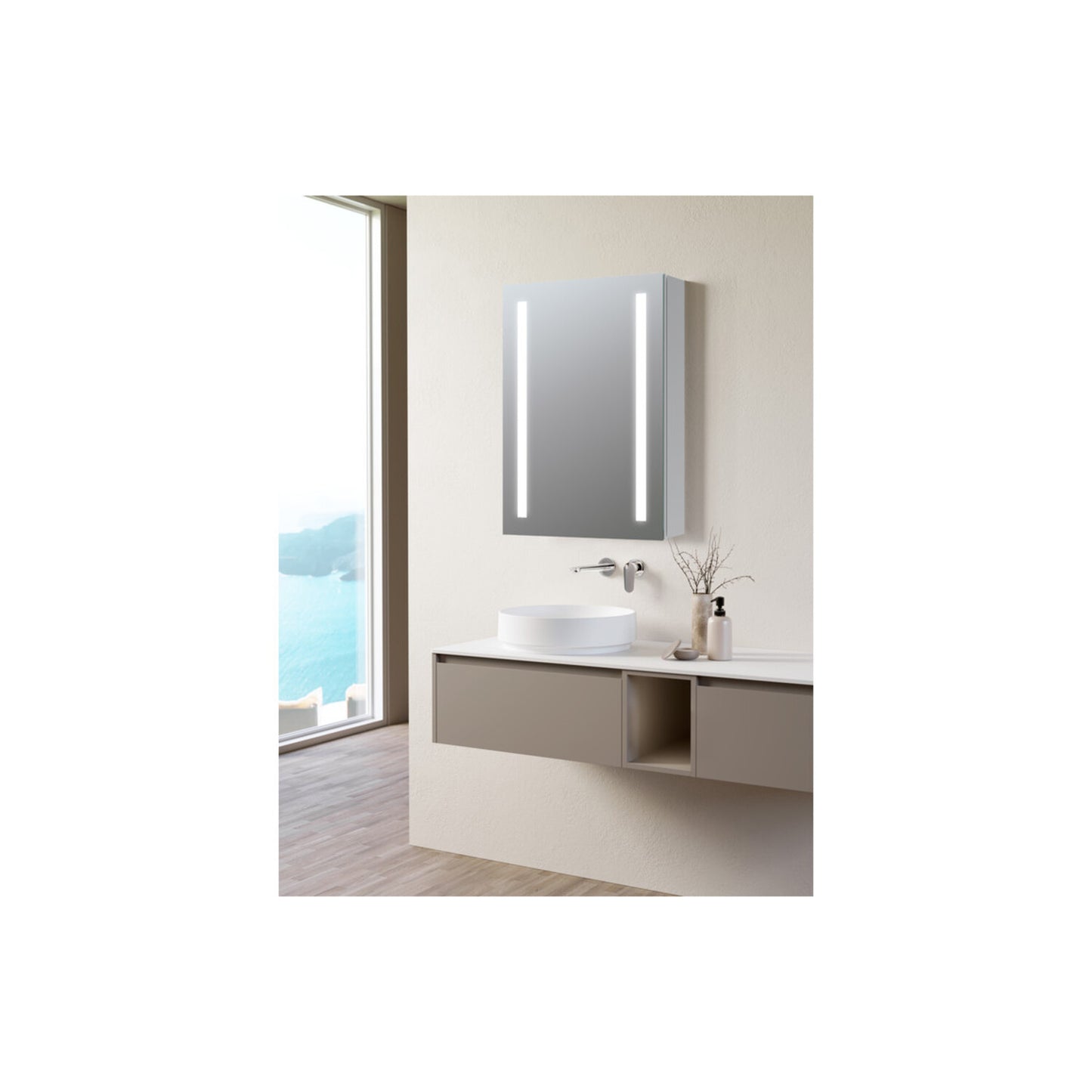 Refina 500mm 1 Door Front-Lit LED Mirror Cabinet
