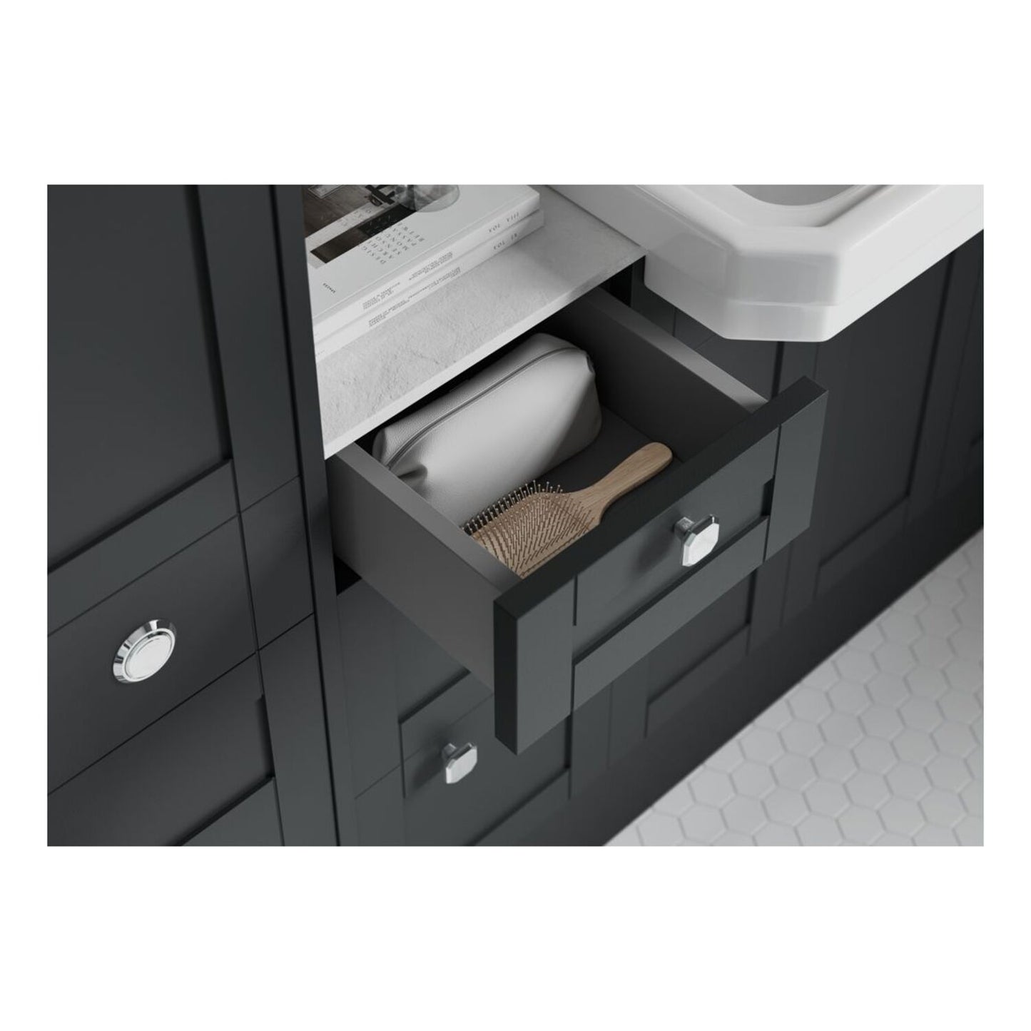 Arvela 500mm Slim Basin Unit - Matt Graphite Grey (Oak Cab)
