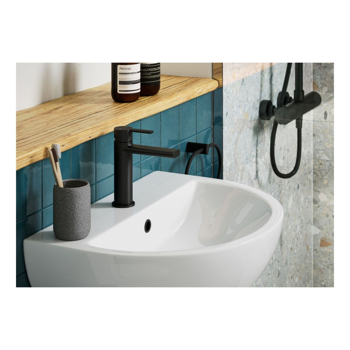 Arla 1 Tap Hole Basin & Full Pedestal 550X400mm