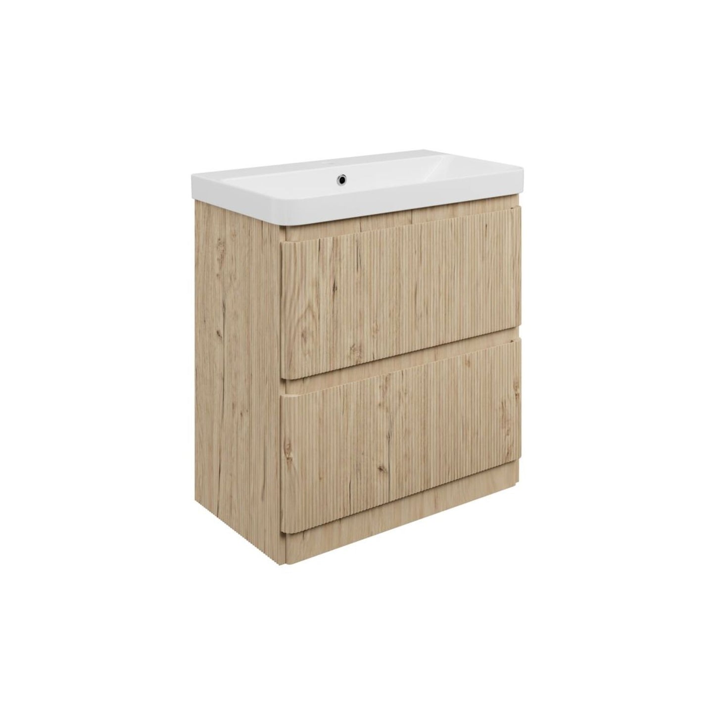 Mirelle 805mm Floor Standing 2 Drawer Basin Unit & 1 Tap Hole Basin - Textured Oak