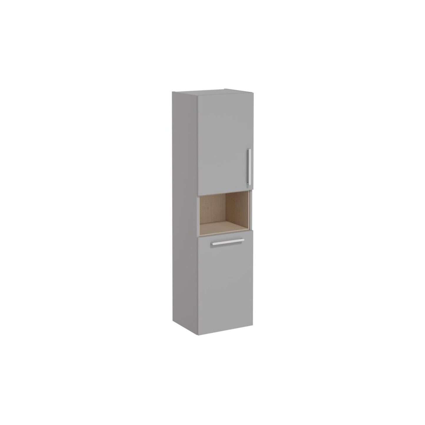 VitrA Root Flat 40cm 2 Door Semi-Tall Unit w/Laundry Basket (LH Hinge) - Matt Rock Grey