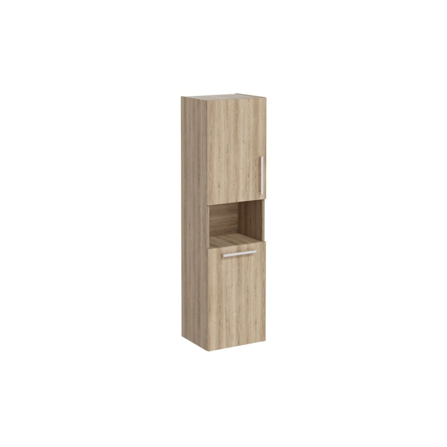 VitrA Root Flat 40cm 2 Door Semi-Tall Unit w/Laundry Basket (LH Hinge) - Natural Oak
