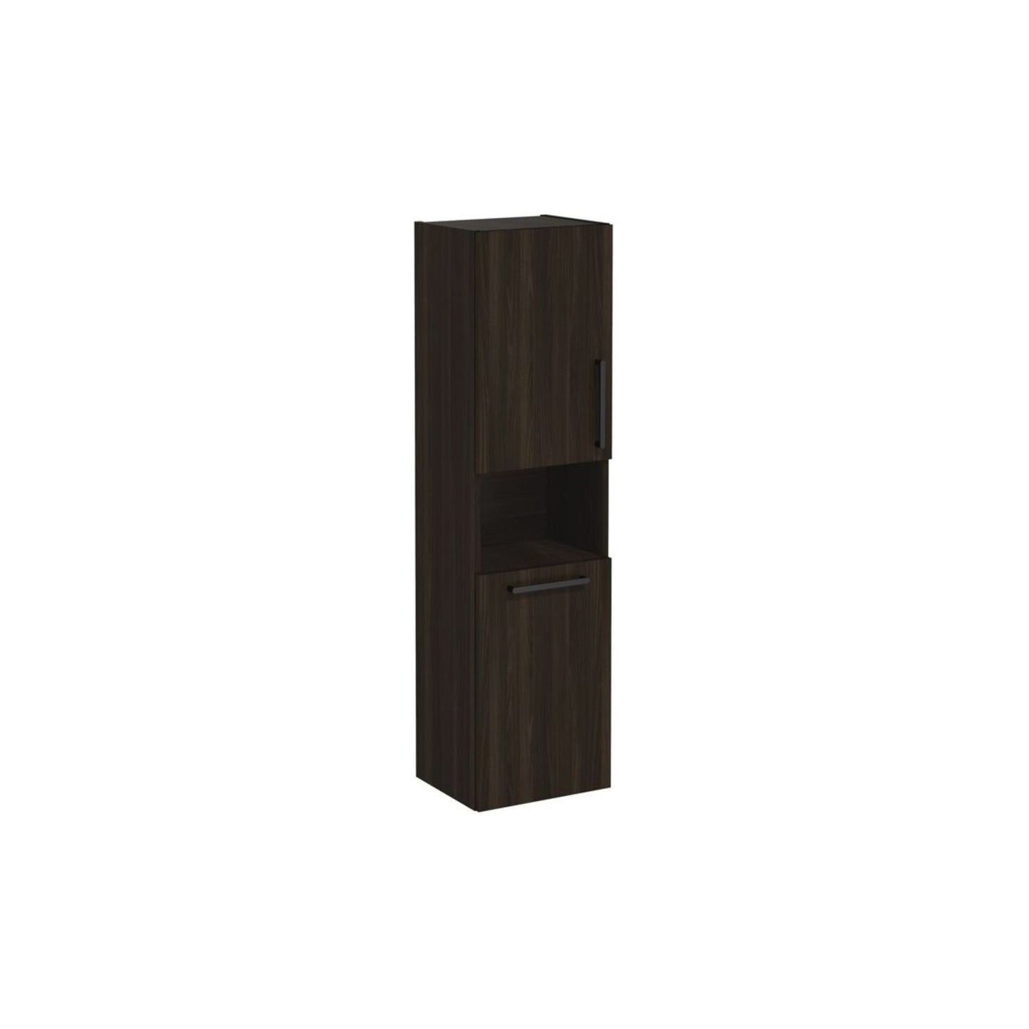 VitrA Root Flat 40cm 2 Door Semi-Tall Unit w/Laundry Basket (LH Hinge) - Walnut