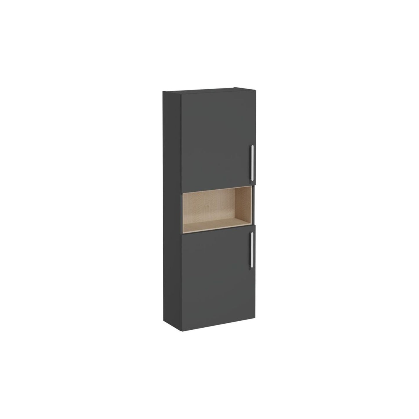 VitrA Root Flat 55cm 2 Door Semi-Tall Unit (LH Hinge) - Matt Storm Grey