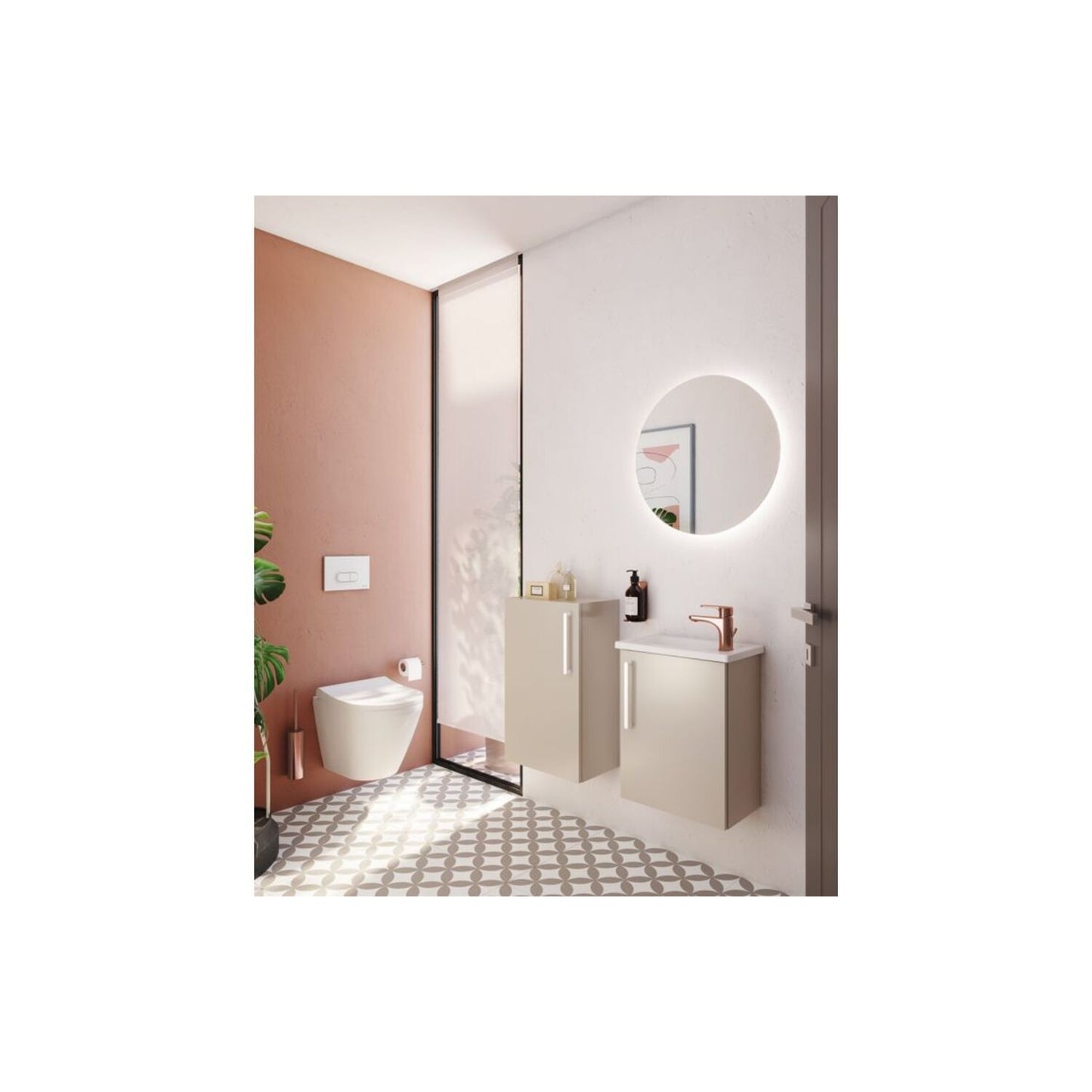 VitrA Root Flat 40cm 1 Door Slim Lower/Base Unit (LH Hinge) - Bright Sahara Beige