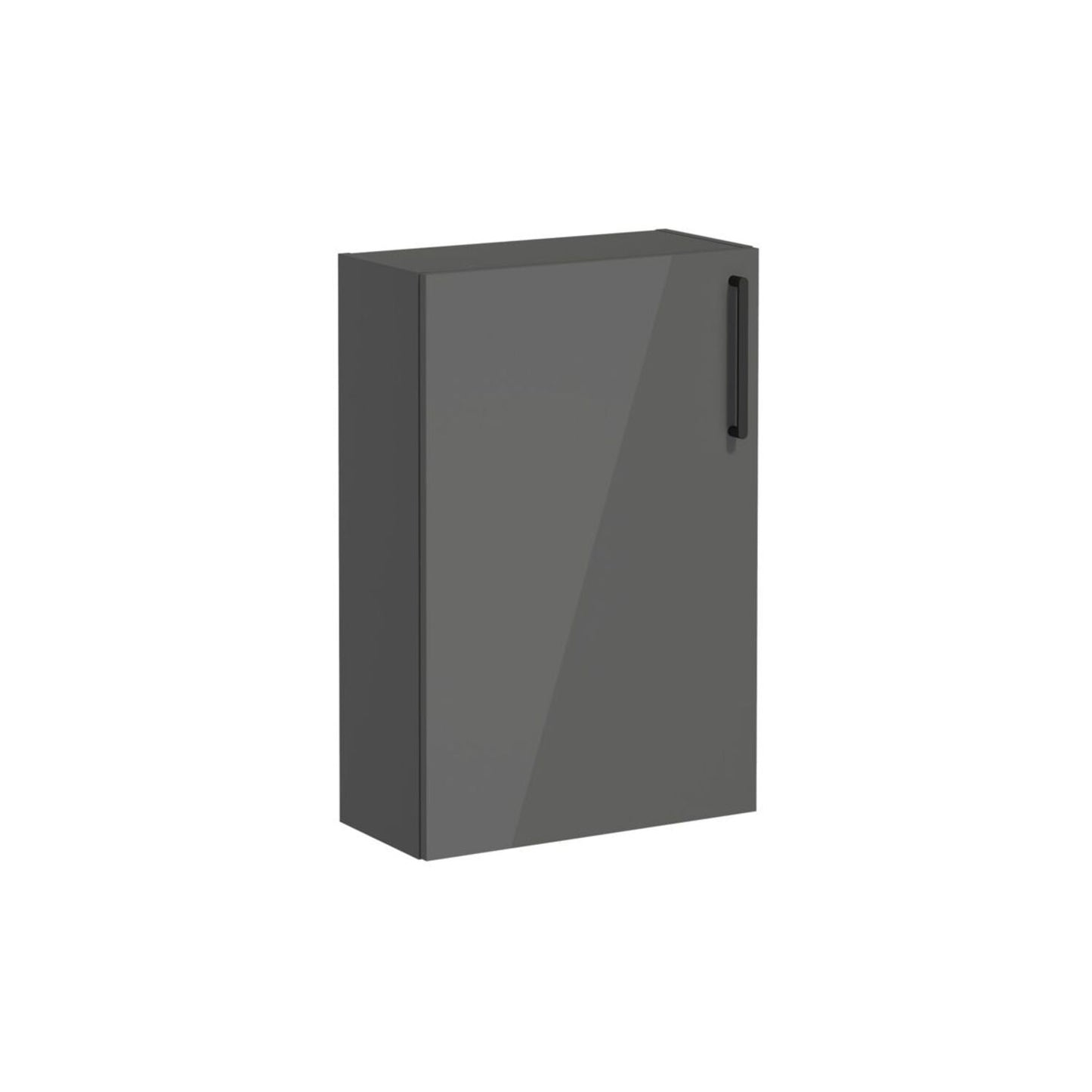 VitrA Root Flat 55cm 1 Door Slim Lower/Base Unit (LH Hinge) - Anthracite High Gloss