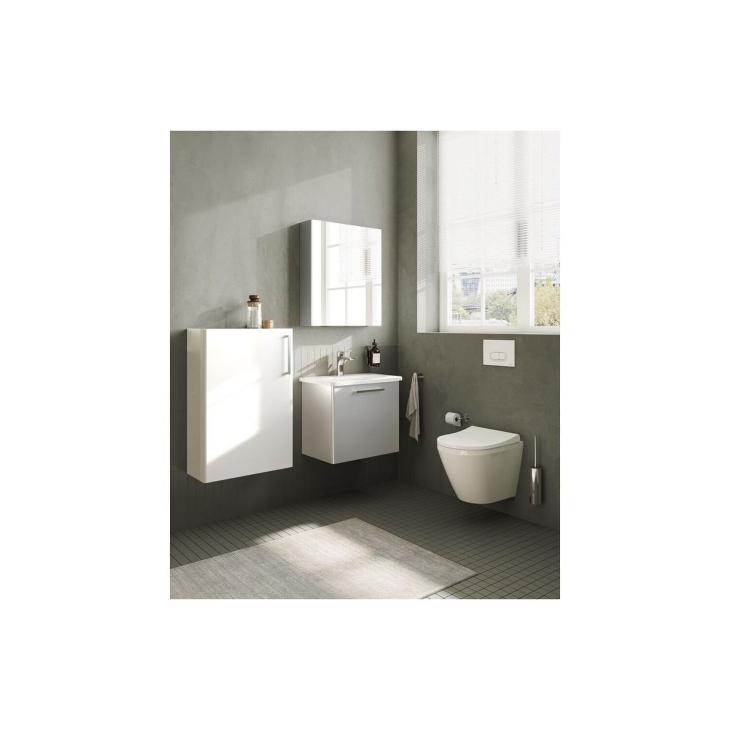VitrA Root Flat 55cm 1 Door Slim Lower/Base Unit (RH Hinge) - High Gloss White