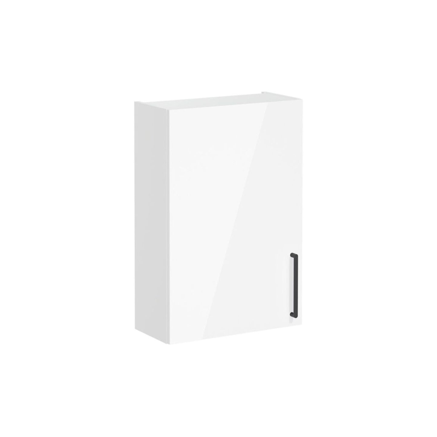 VitrA Root Flat 60cm 1 Door Upper/Wall Unit (LH Hinge) - High Gloss White