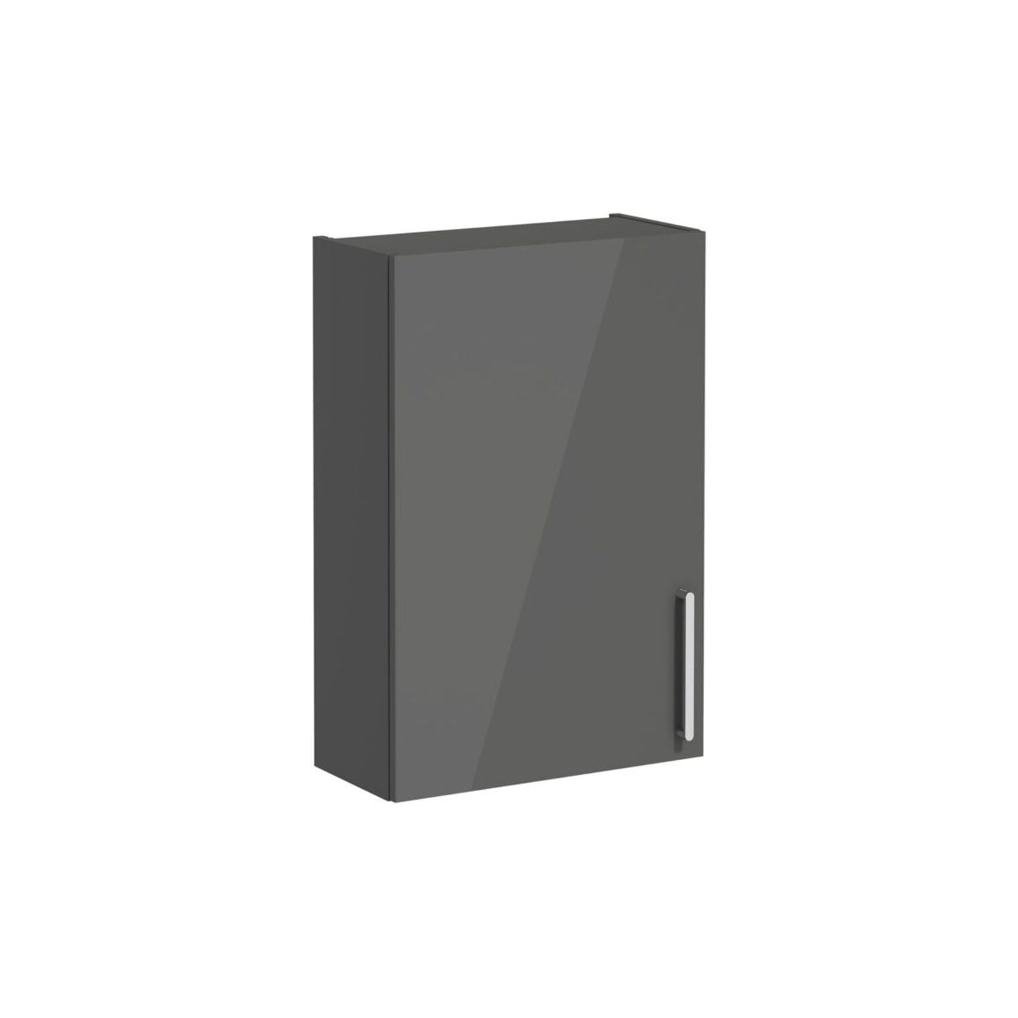 VitrA Root Flat 60cm 1 Door Upper/Wall Unit (LH Hinge) - Anthracite High Gloss