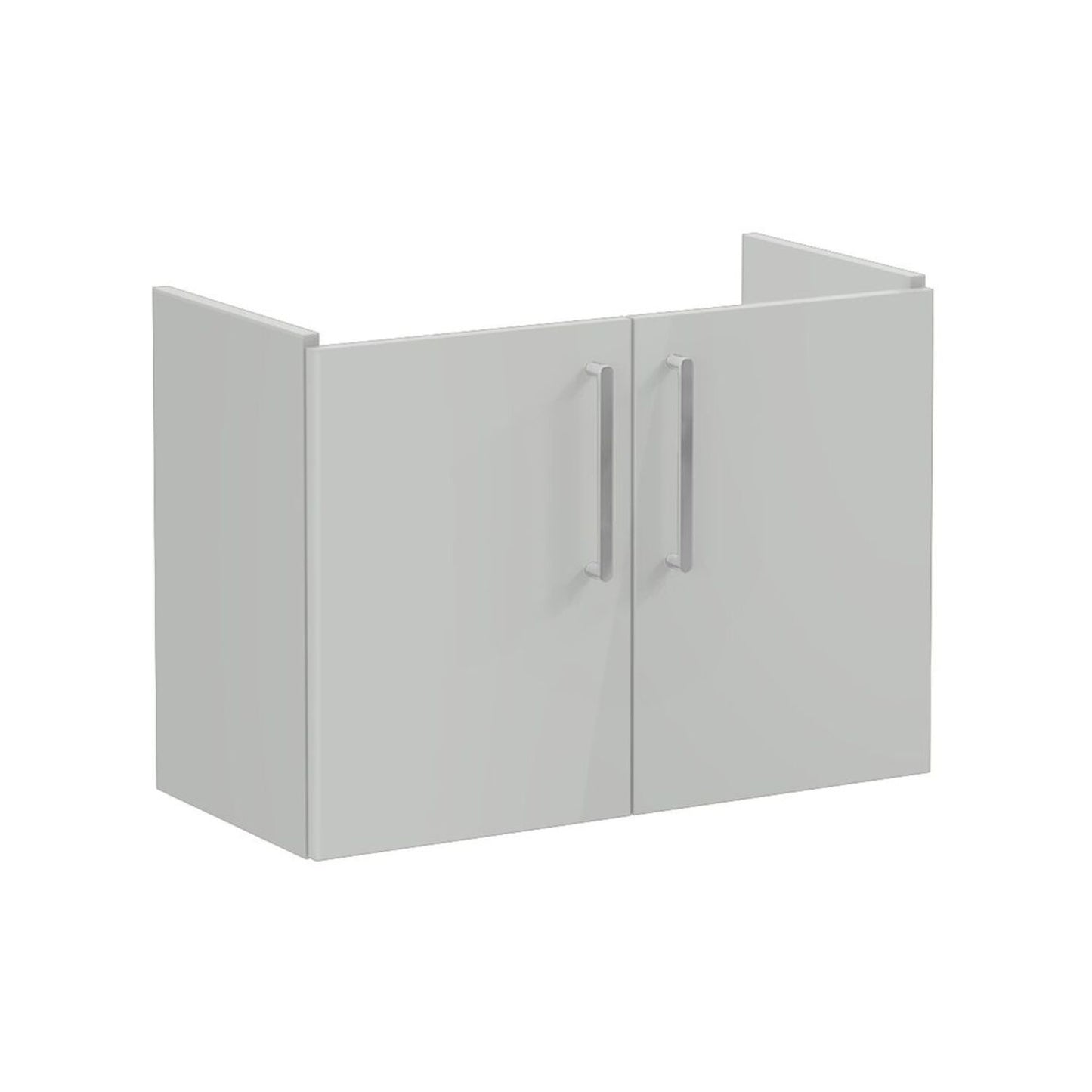 VitrA Root Flat 80cm 2 Door Wall Hung Slim Washbasin Unit - Shiny Pearl Grey