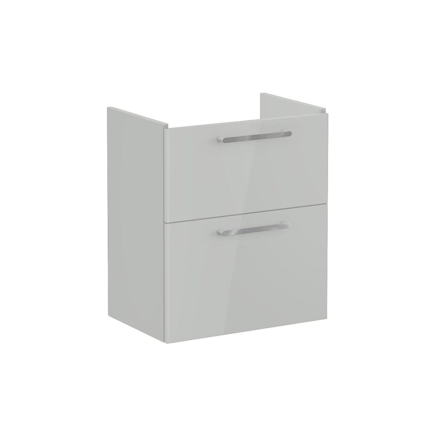 VitrA Root Flat 60cm 2 Drawer Slim Washbasin Unit - Shiny Pearl Grey