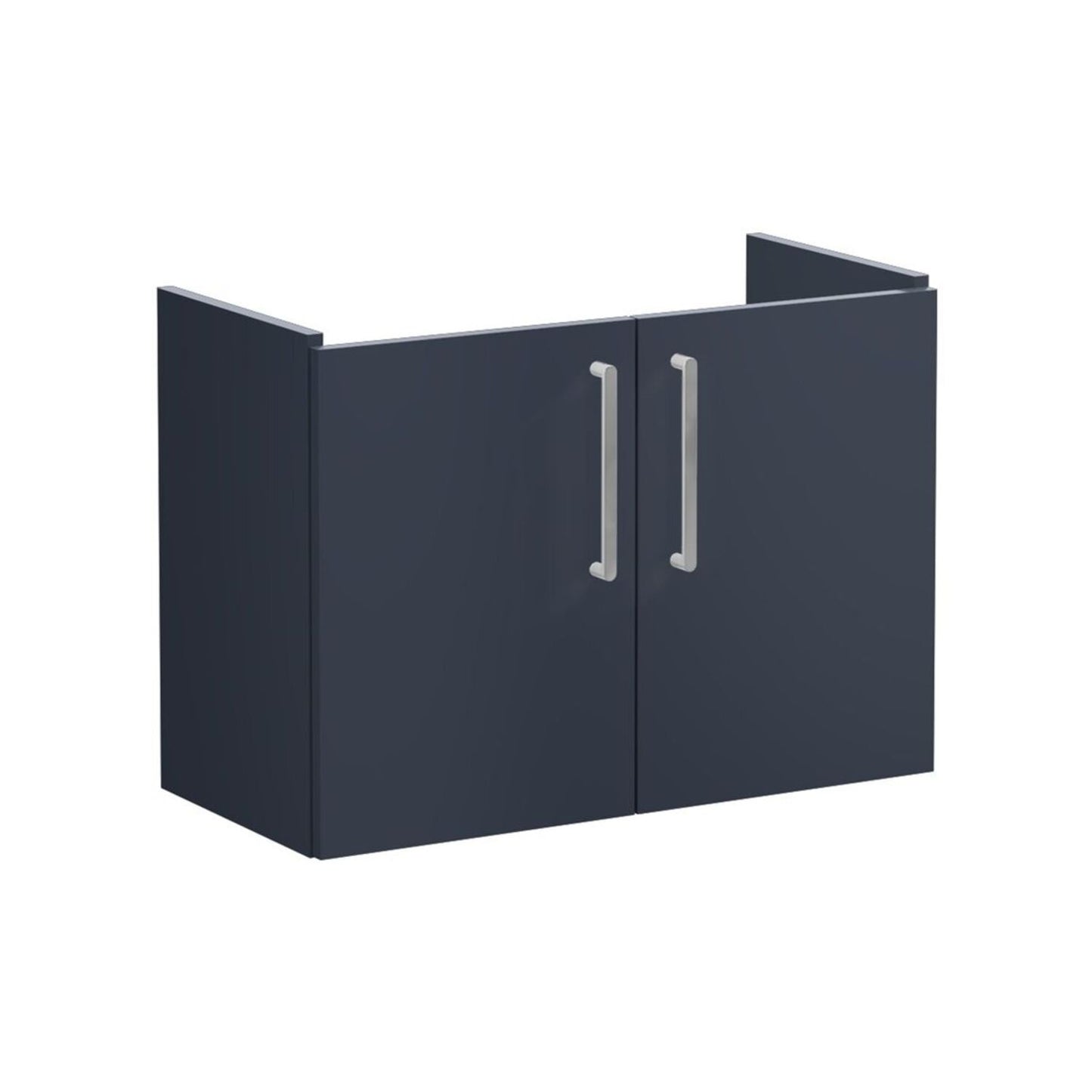 VitrA Root Flat 80cm 2 Door Wall Hung Slim Washbasin Unit - Matt Dark Blue