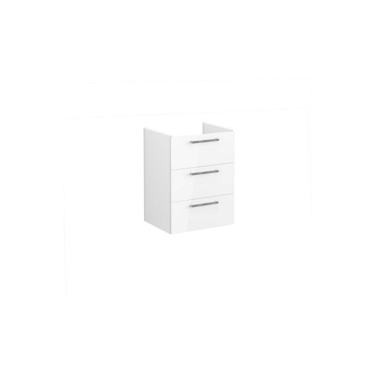 VitrA Root Flat 60cm 3 Drawer Washbasin Unit - High Gloss White