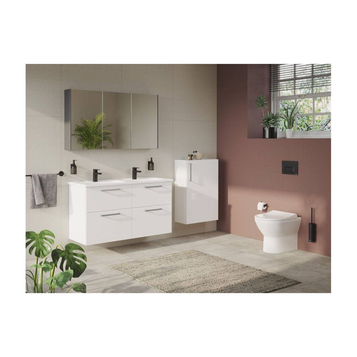 VitrA Root Flat 120cm 4 Drawer Washbasin Unit - High Gloss White