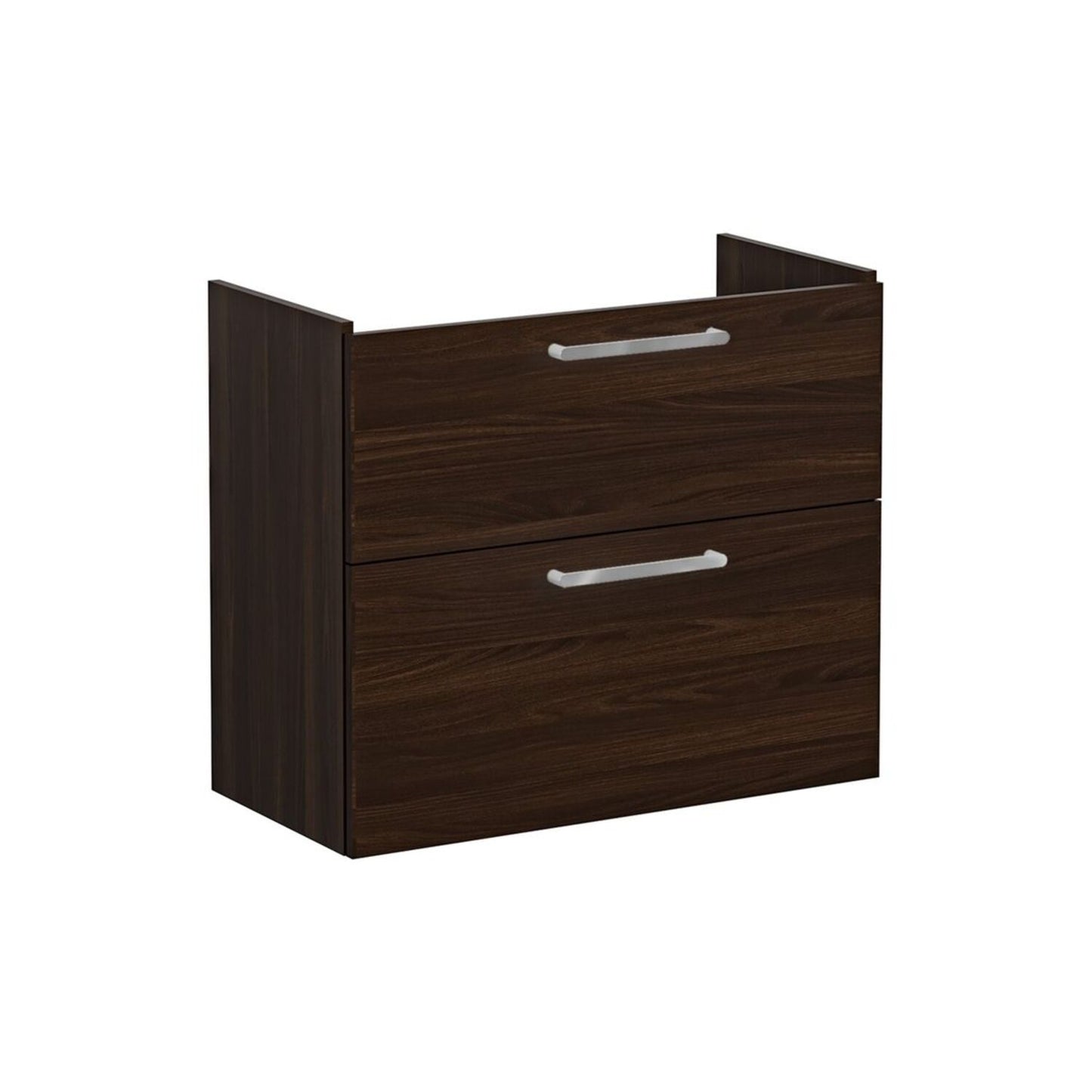 VitrA Root Flat 80cm 2 Drawer Slim Washbasin Unit - Walnut