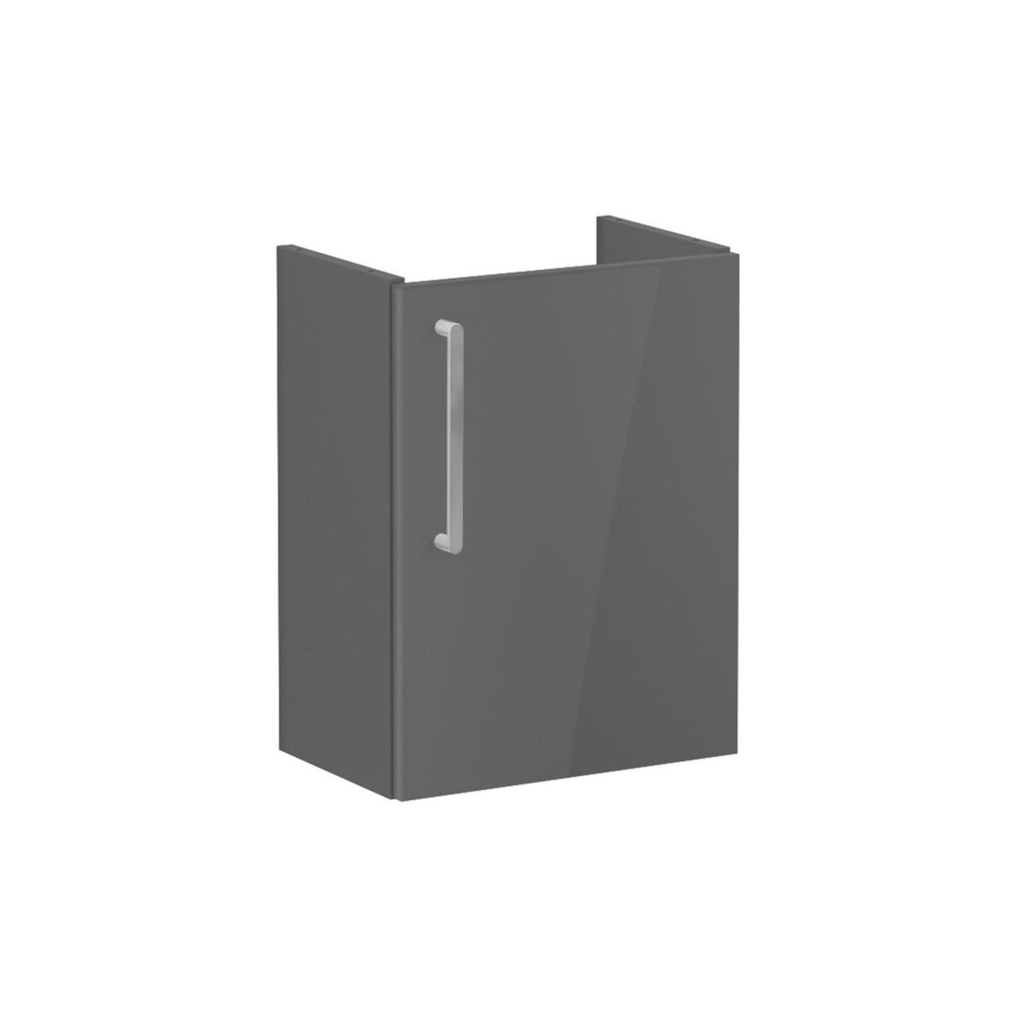 VitrA Root Flat 40cm 1 Door Wall Hung Slim Washbasin Unit (RH Hinge) - Anthracite High Gloss