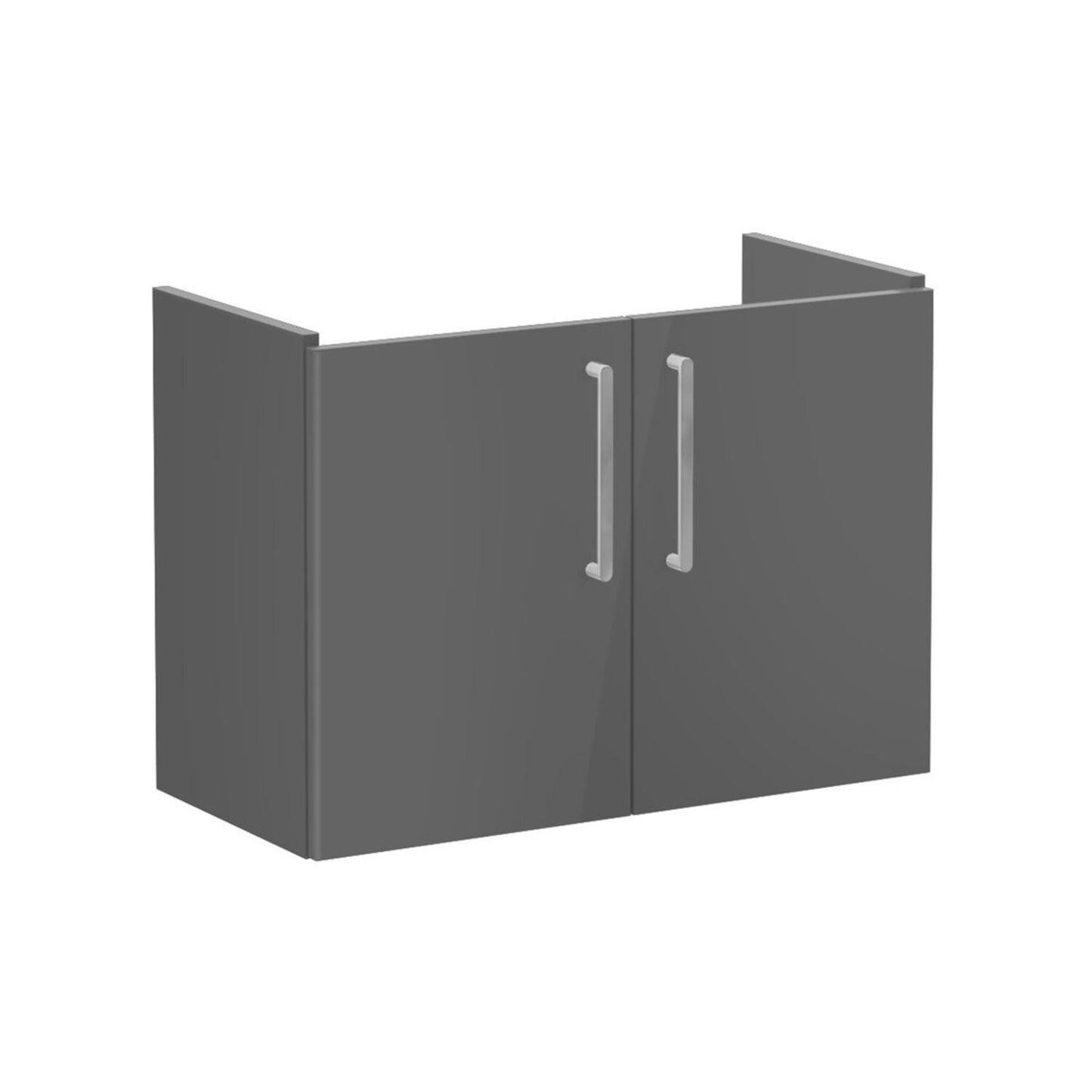 VitrA Root Flat 80cm 2 Door Wall Hung Slim Washbasin Unit - Anthracite High Gloss