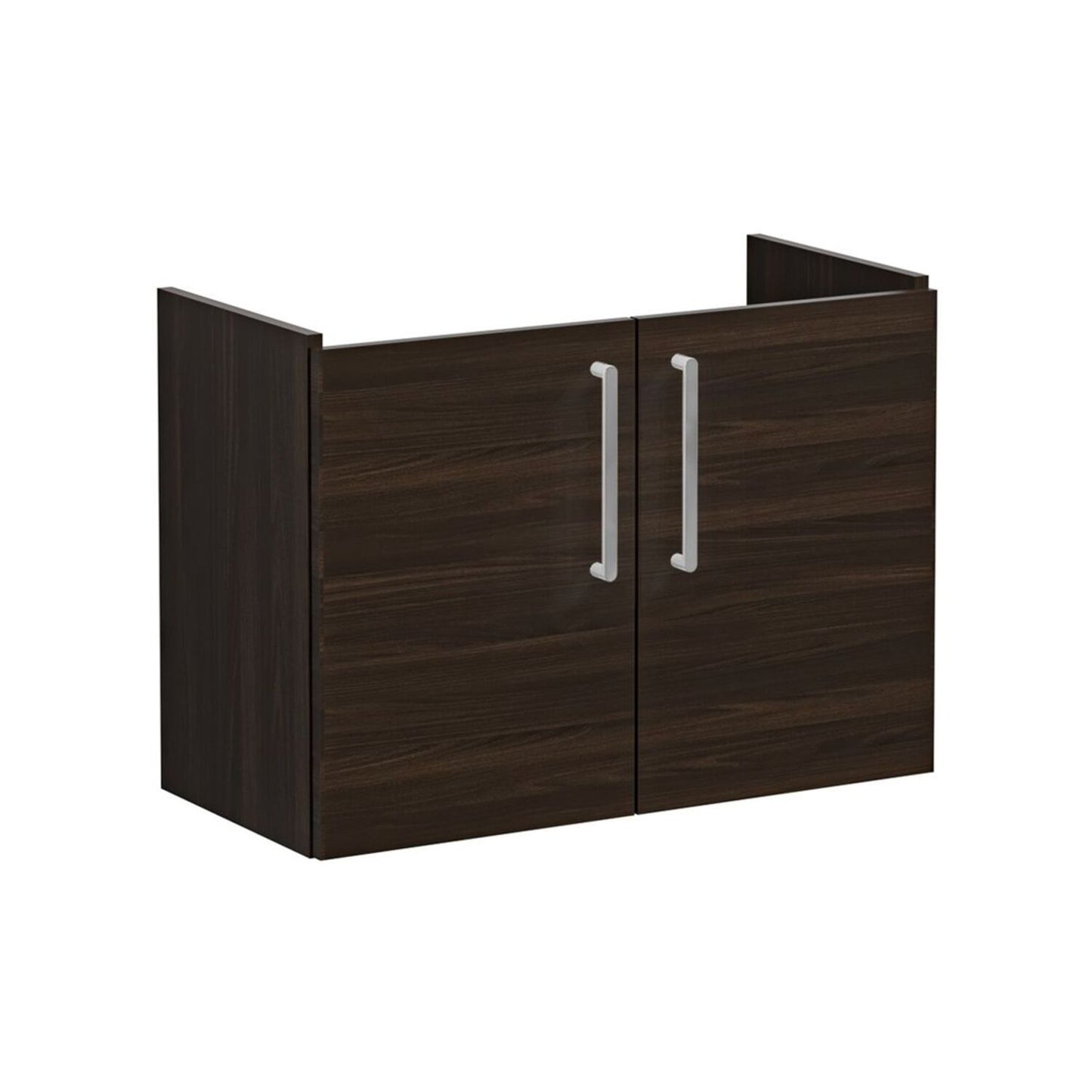 VitrA Root Flat 80cm 2 Door Wall Hung Slim Washbasin Unit - Walnut