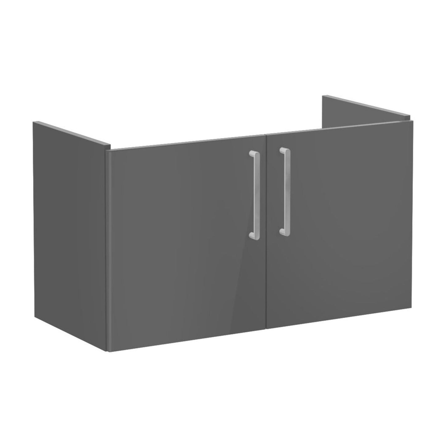 VitrA Root Flat 100cm 2 Door Washbasin Unit - Anthracite High Gloss