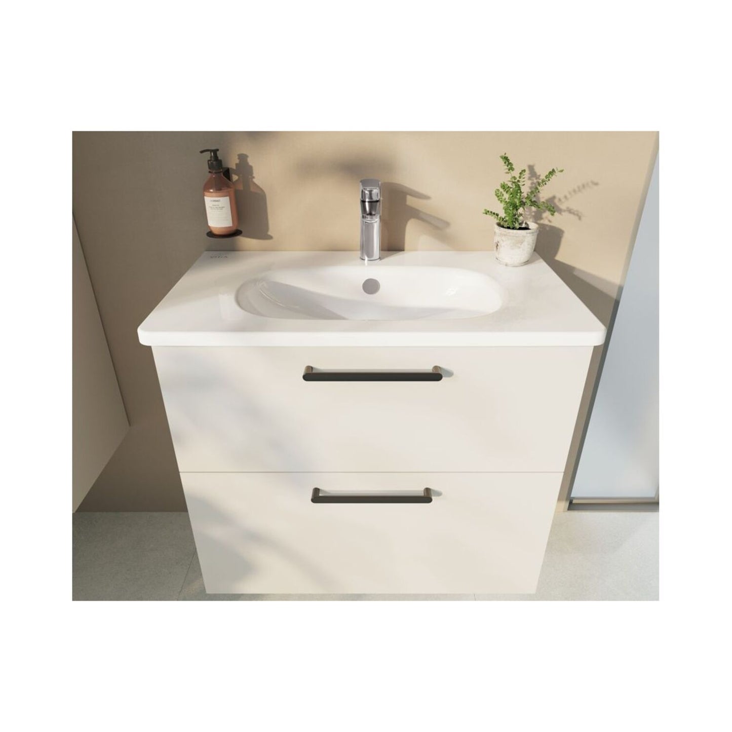 VitrA Zentrum 80cm 2 Drawer W/H Washbasin Unit - High Gloss White