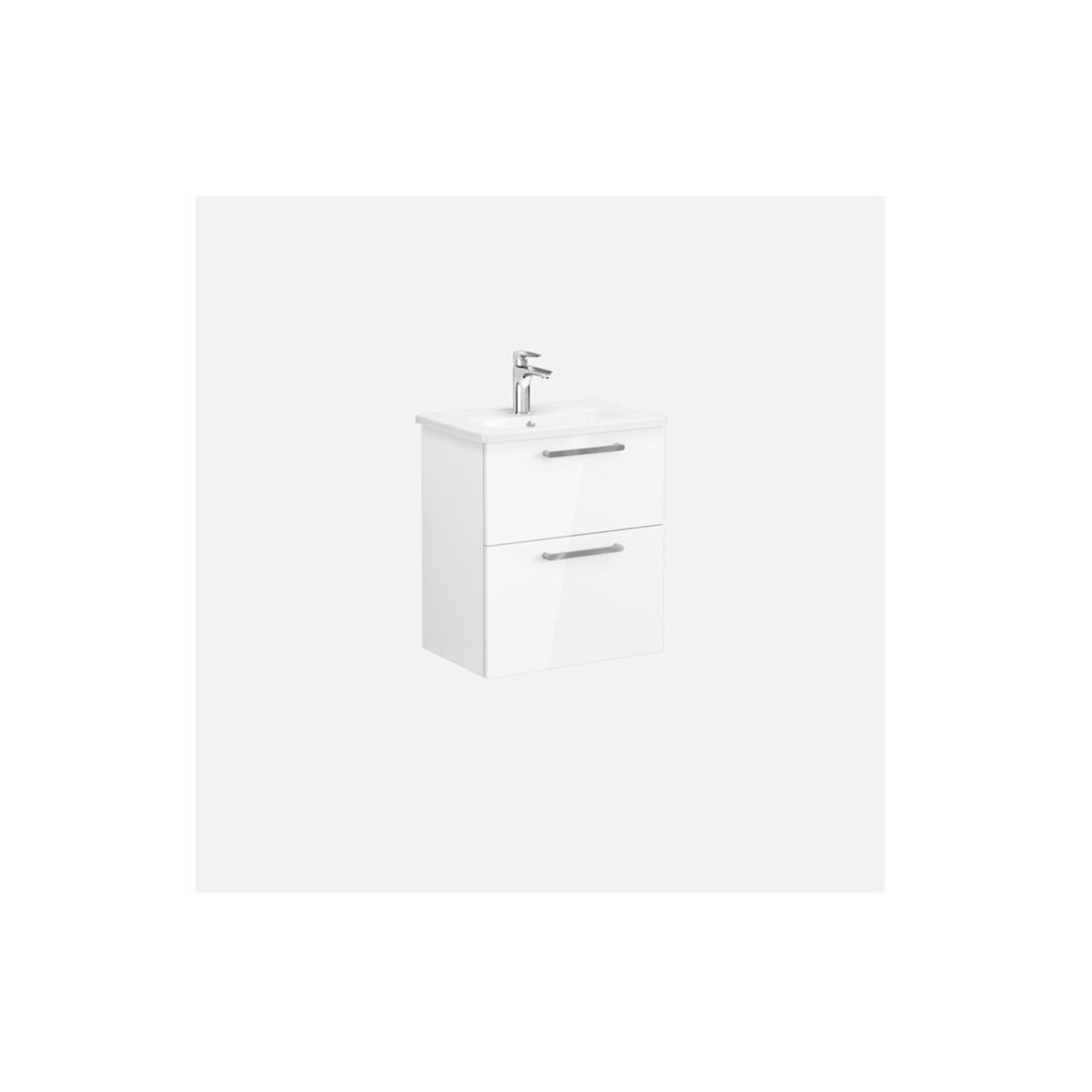 VitrA Zentrum Compact 60cm 2 Drawer W/H Washbasin Unit - High Gloss White
