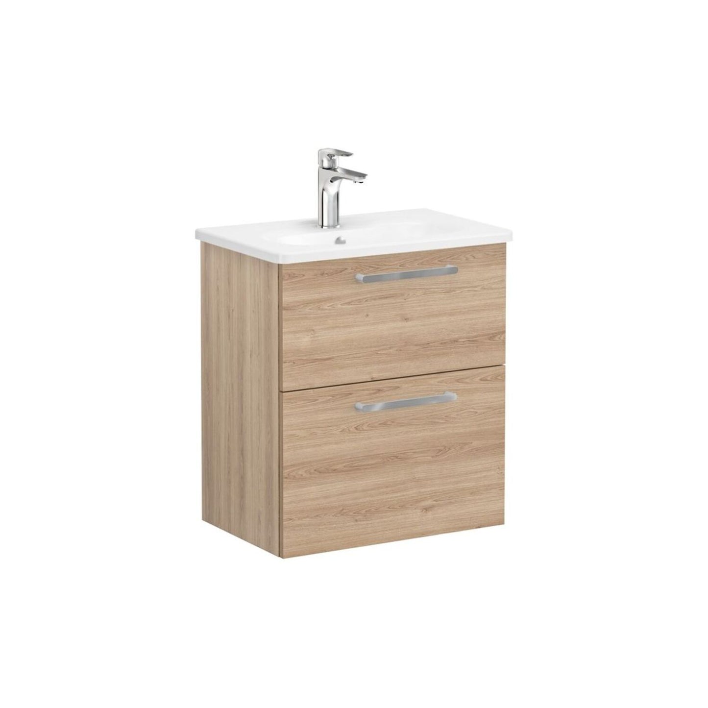 VitrA Zentrum Compact 60cm 2 Drawer W/H Washbasin Unit - Natural Oak