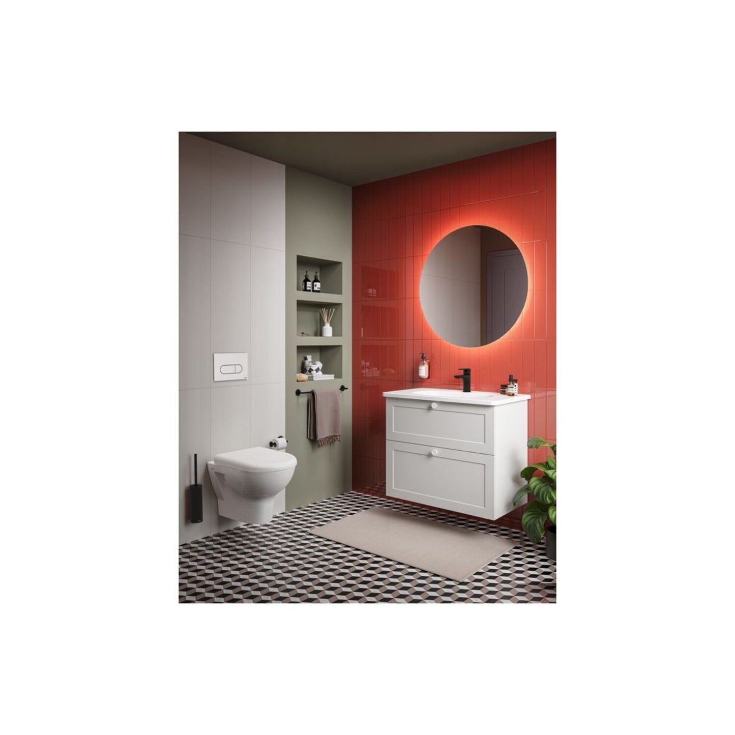 VitrA Root Classic 80cm 2 Drawer Slim Washbasin Unit - Matt Light Grey