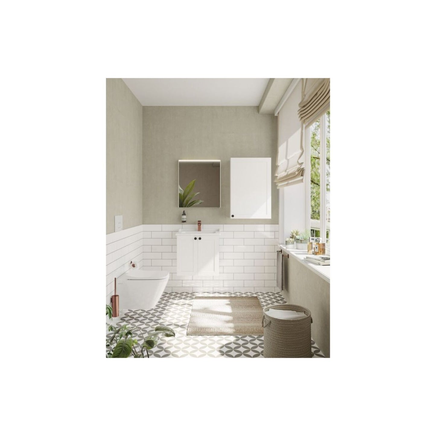 VitrA Root Classic 60cm 1 Door Upper/Wall Unit (RH Hinge) - Matt White