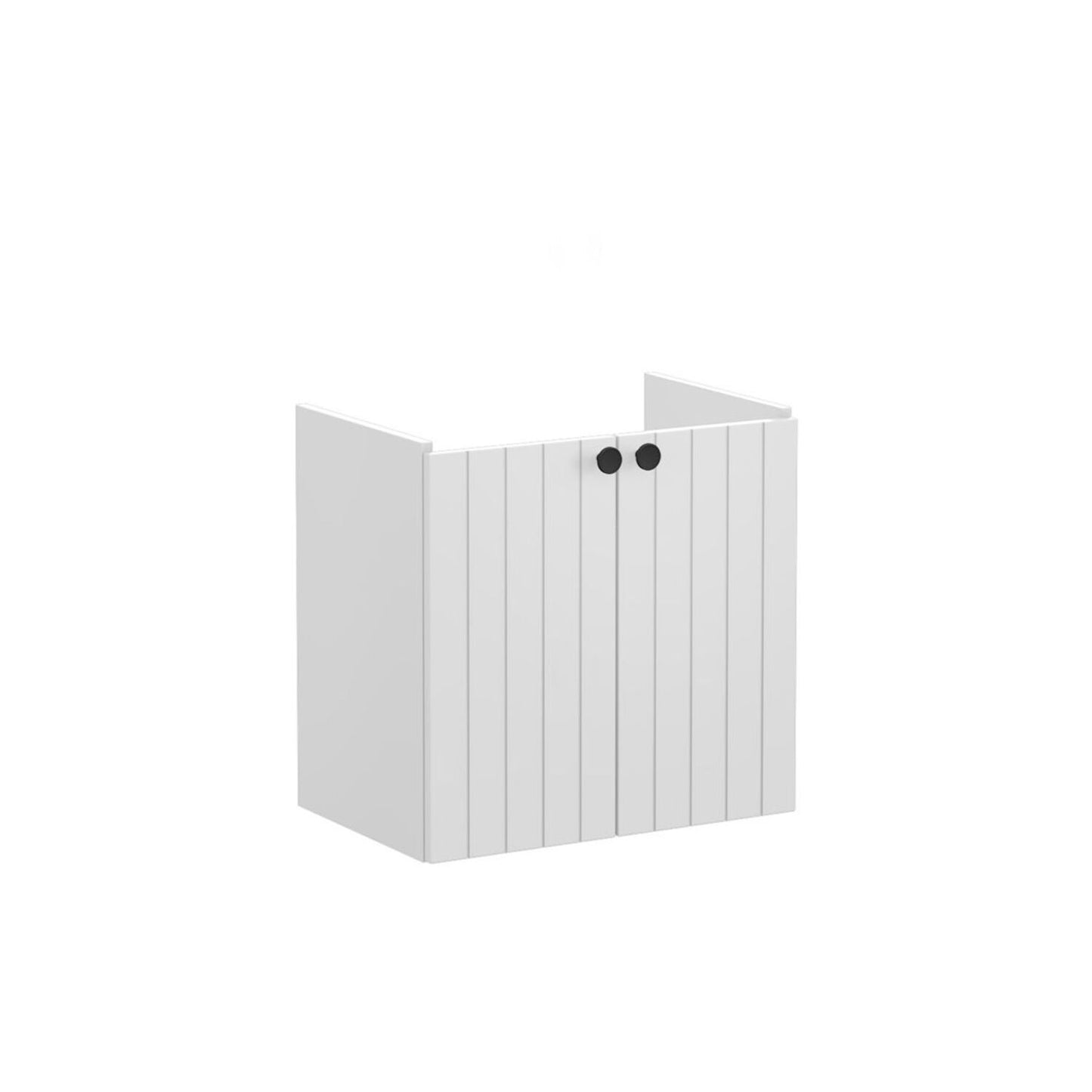 VitrA Root Groove 60cm 2 Door Wall Hung Slim Washbasin Unit - Matt Light Grey