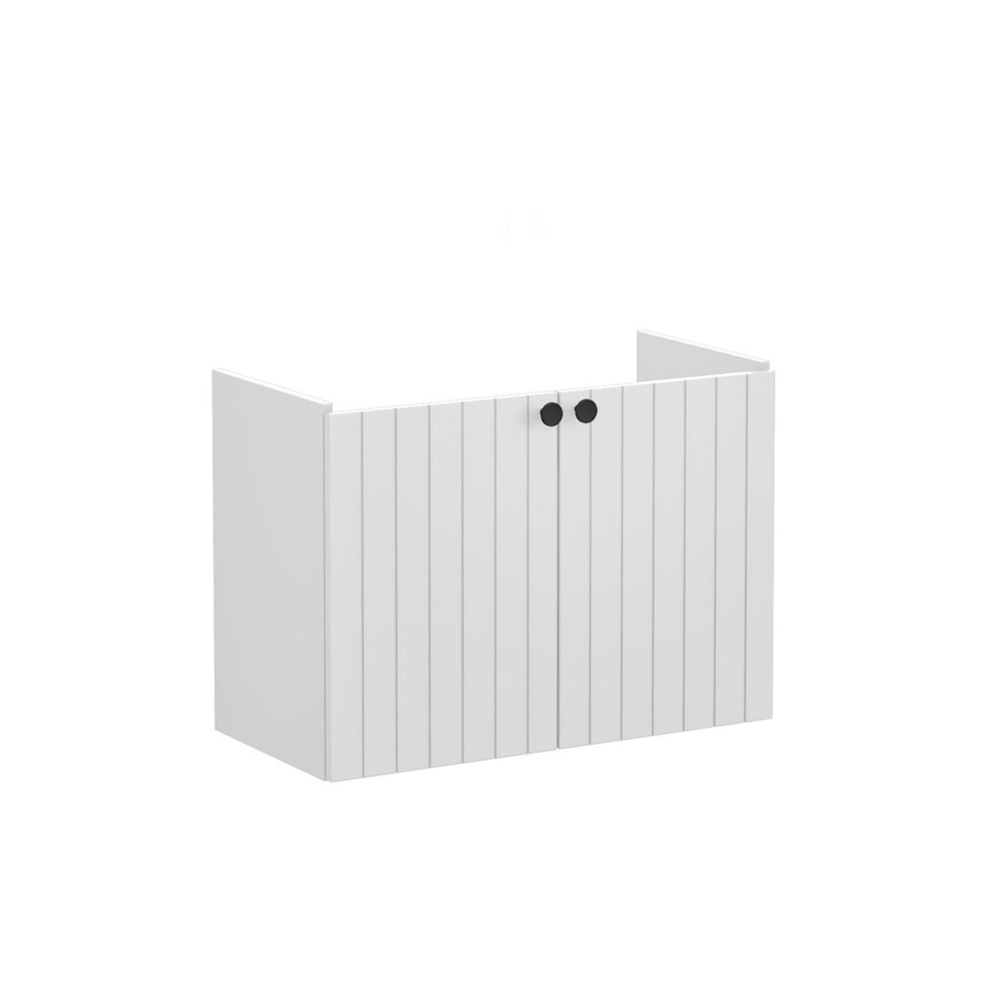 VitrA Root Groove 80cm 2 Door Wall Hung Slim Washbasin Unit - Matt Light Grey