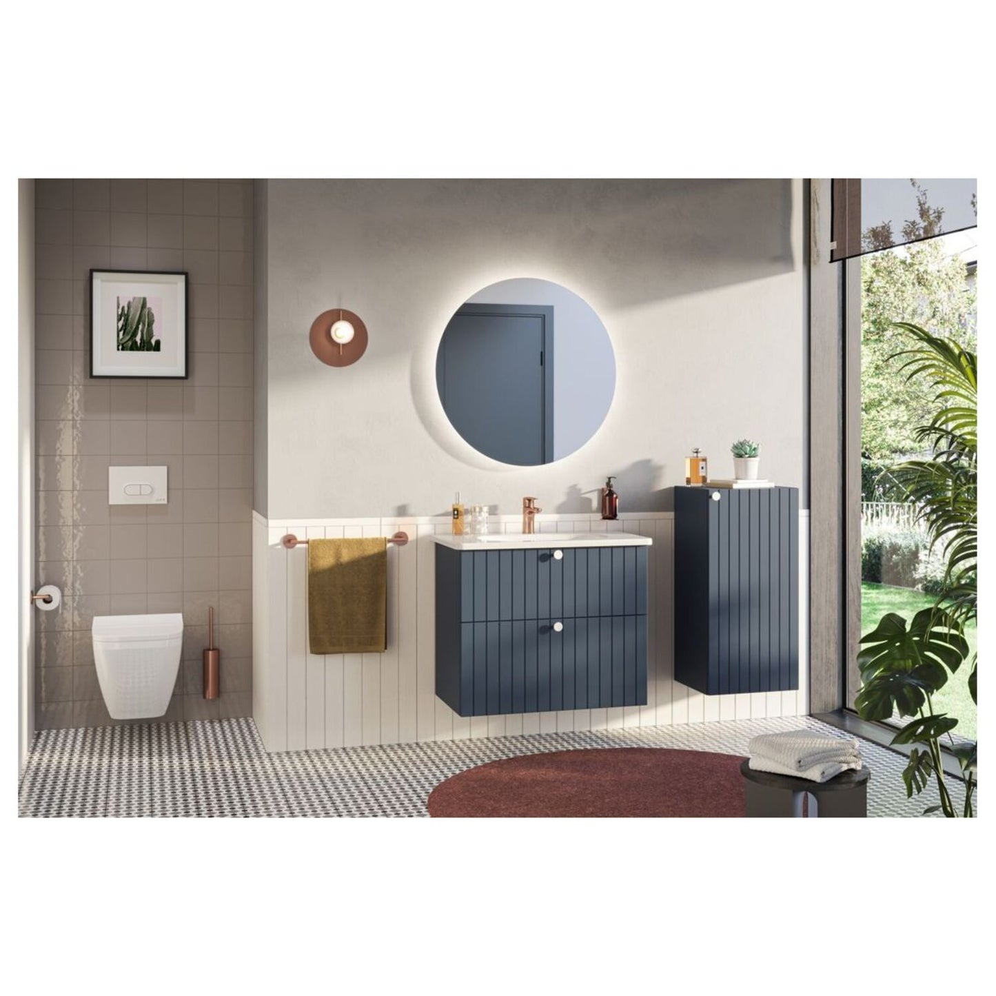 VitrA Root Groove 60cm 1 Drawer Washbasin Unit - Matt Dark Blue