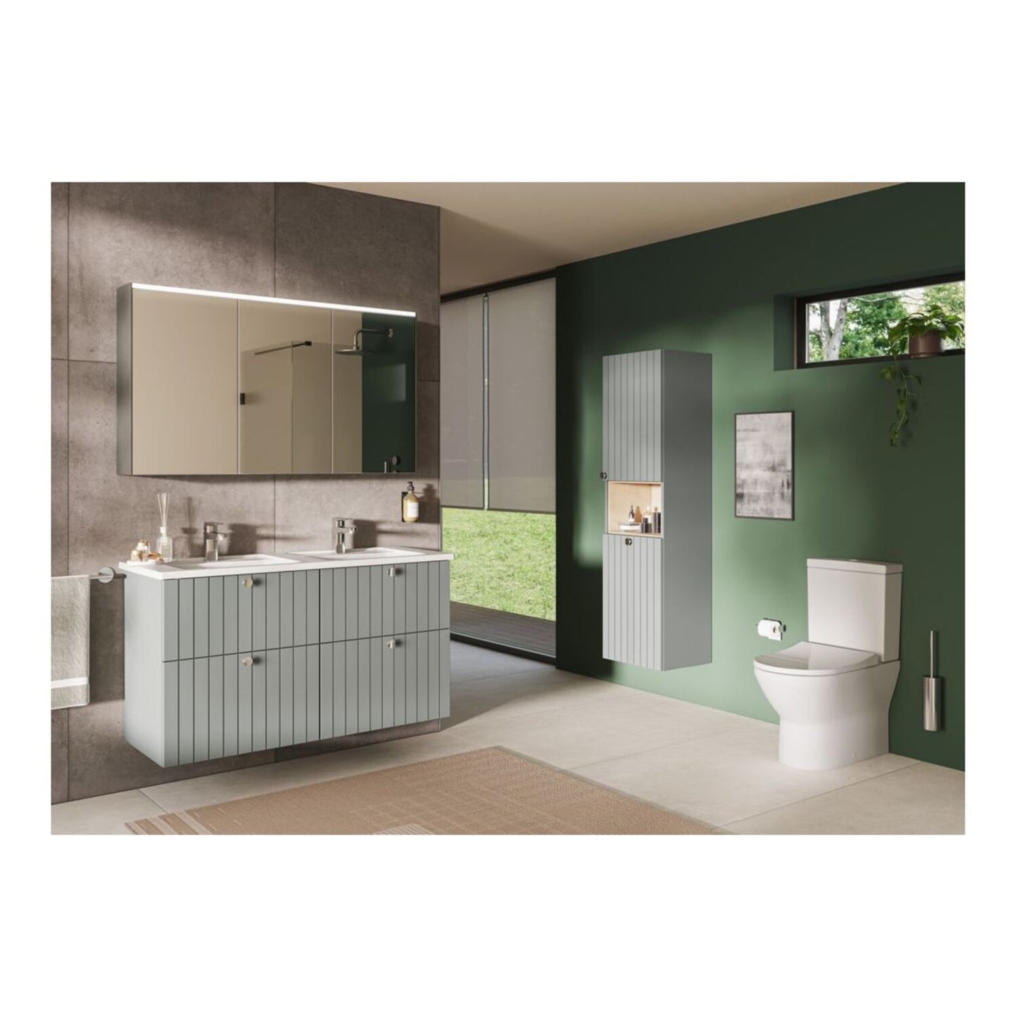 VitrA Root Groove 120cm 4 Drawer Washbasin Unit - Matt Fjord Green