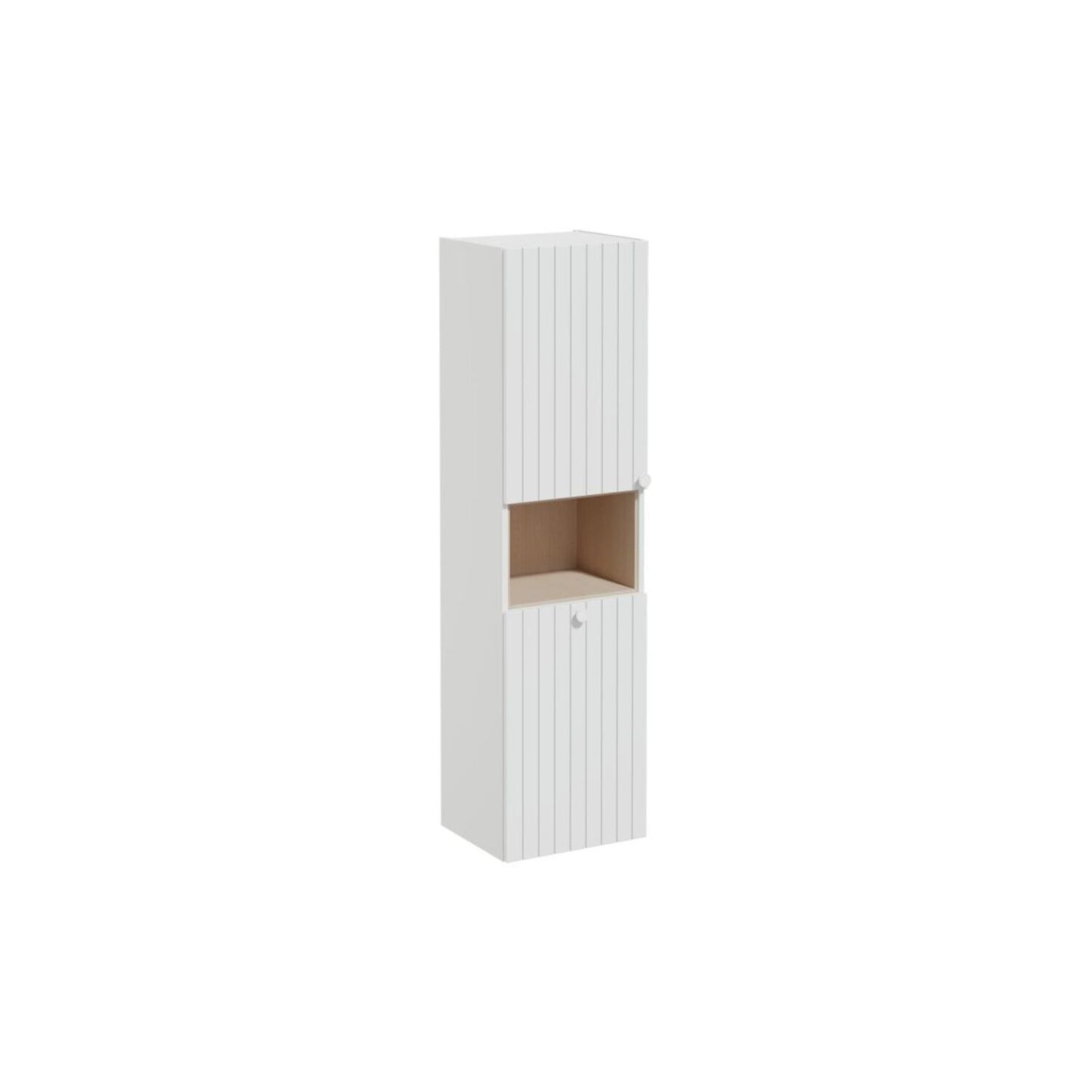 VitrA Root Groove 40cm 2 Door Semi-Tall Unit w/Laundry Basket (LH Hinge) - Matt Light Grey