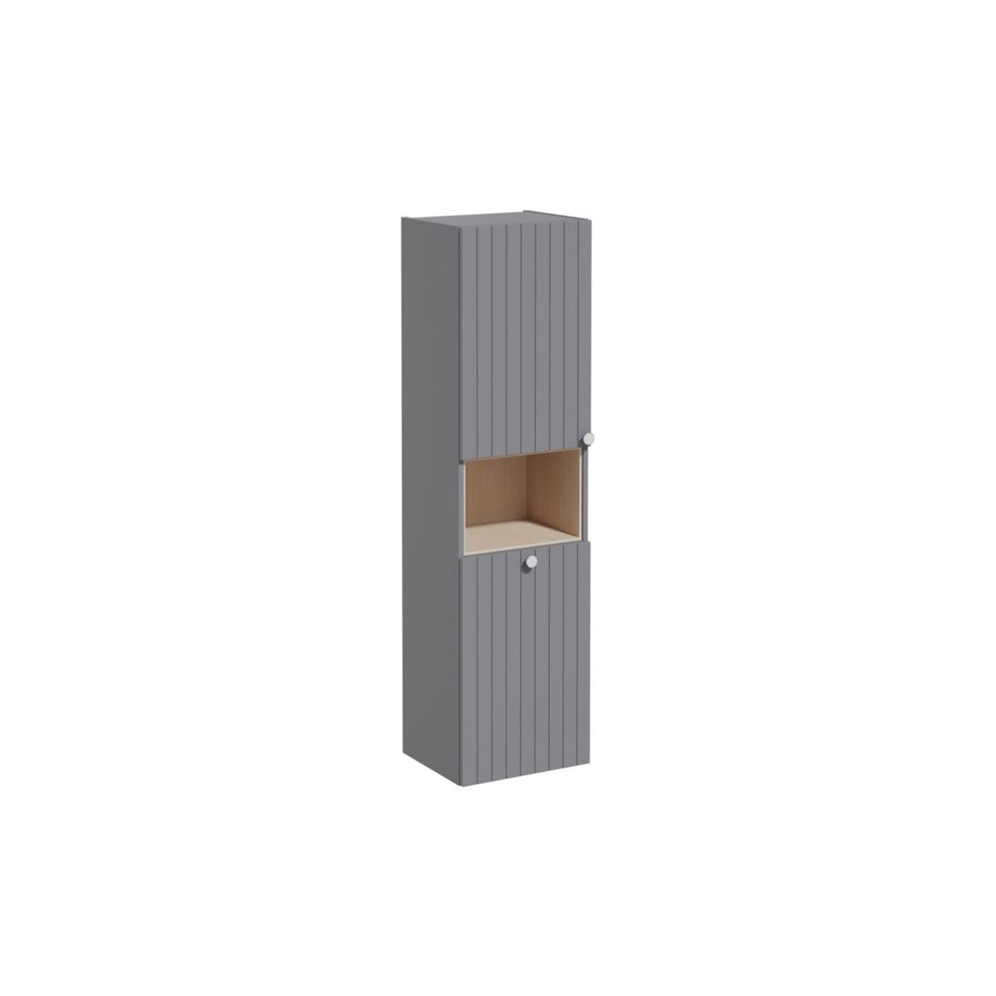 VitrA Root Groove 40cm 2 Door Semi-Tall Unit w/Laundry Basket (LH Hinge) - Matt Grey