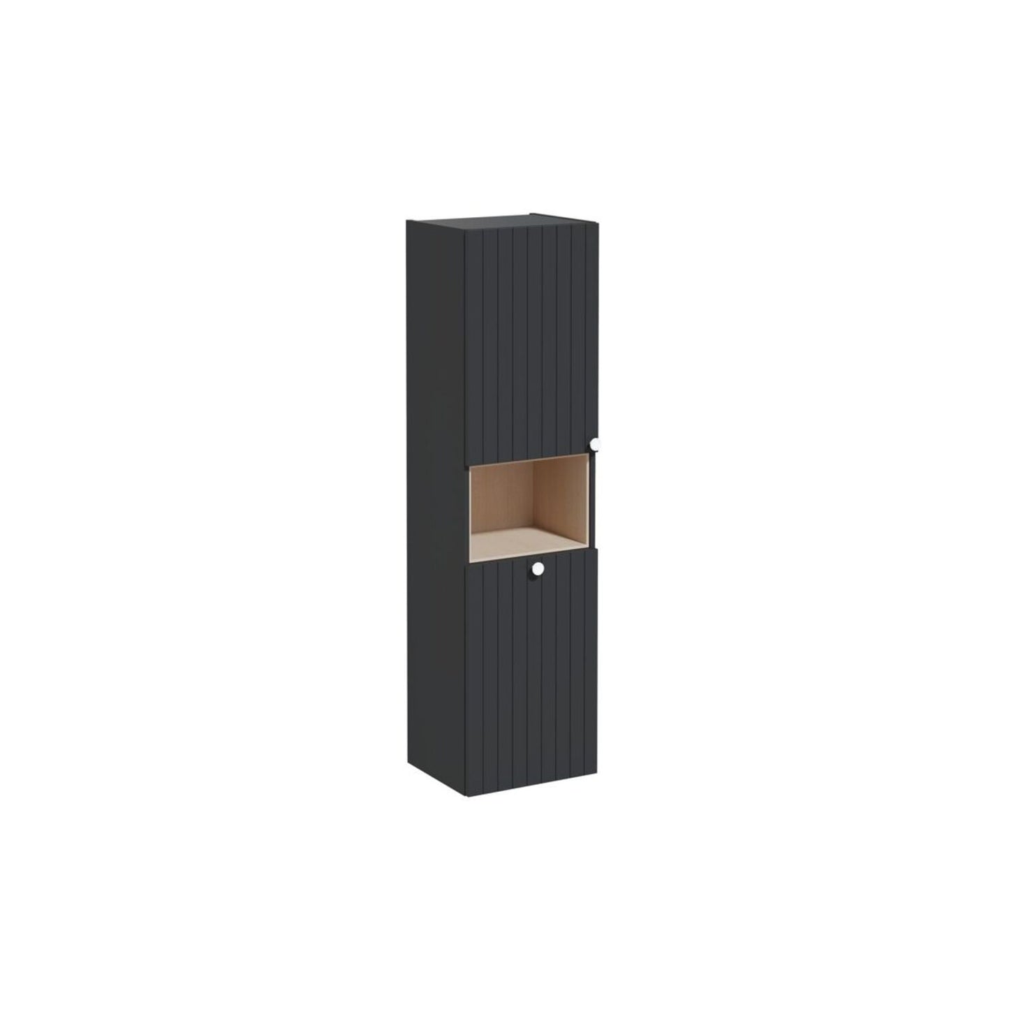VitrA Root Groove 40cm 2 Door Semi-Tall Unit w/Laundry Basket (LH Hinge) - Matt Graphite