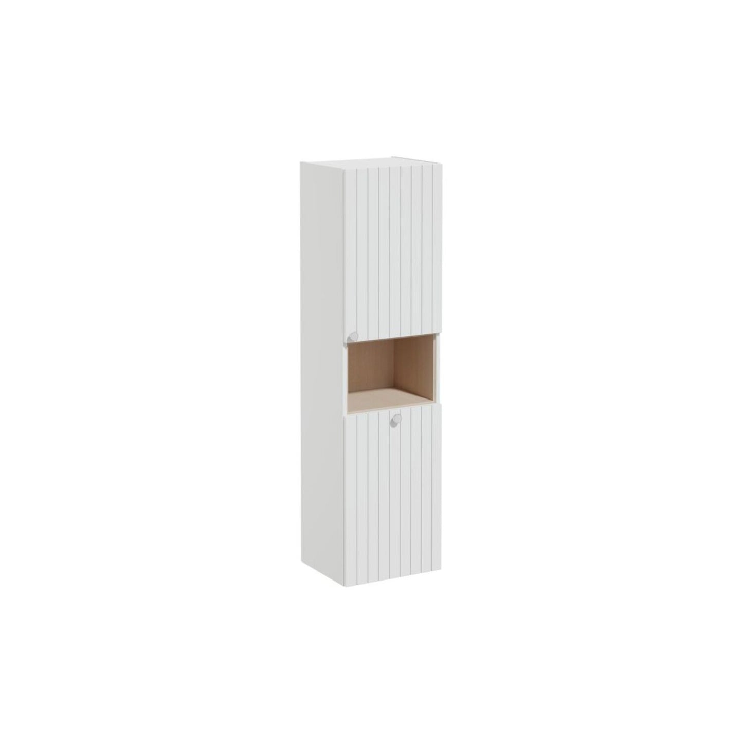 VitrA Root Groove 40cm 2 Door Semi-Tall Unit w/Laundry Basket (RH Hinge) - Matt Light Grey