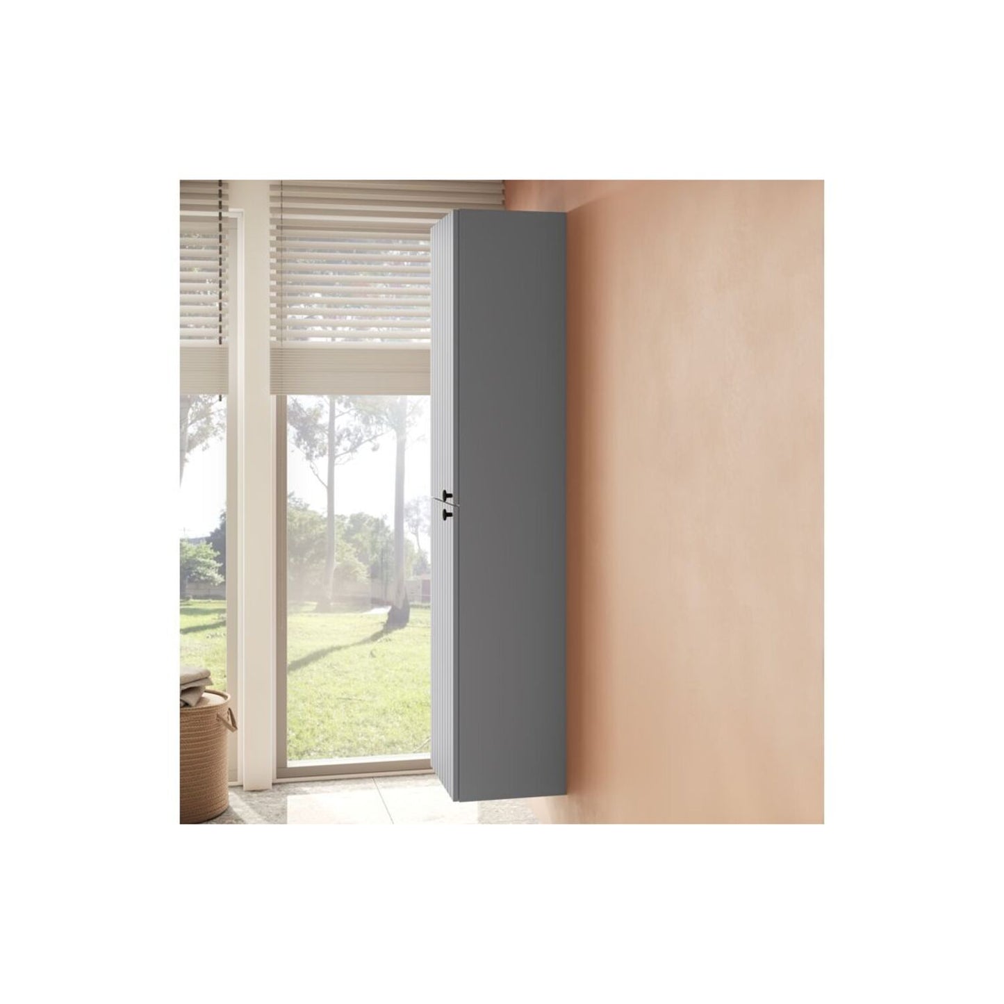 VitrA Root Groove 40cm 2 Door Tall Unit (LH Hinge) - Matt Grey