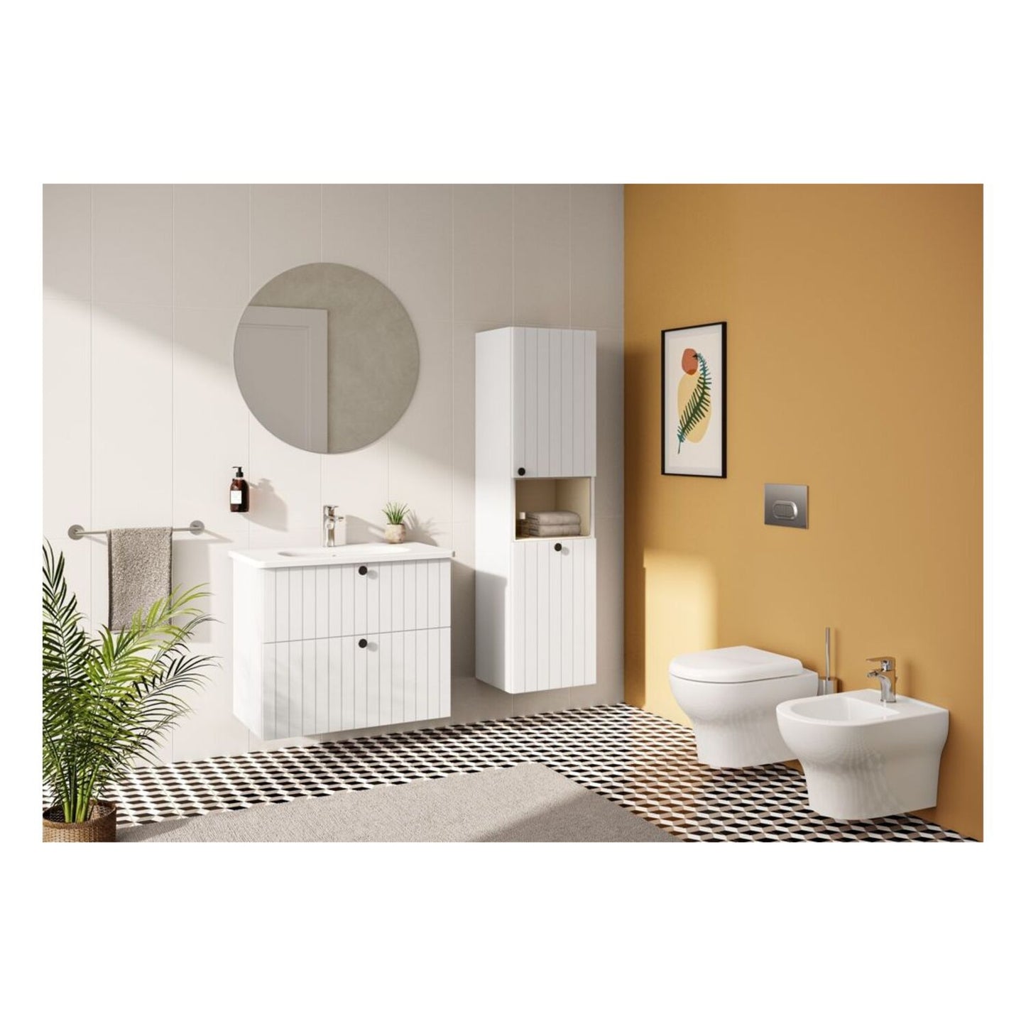 VitrA Root Groove 80cm 2 Drawer Washbasin Unit - Matt White