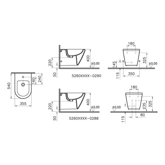 VitrA Integra Wall Hung Bidet - White