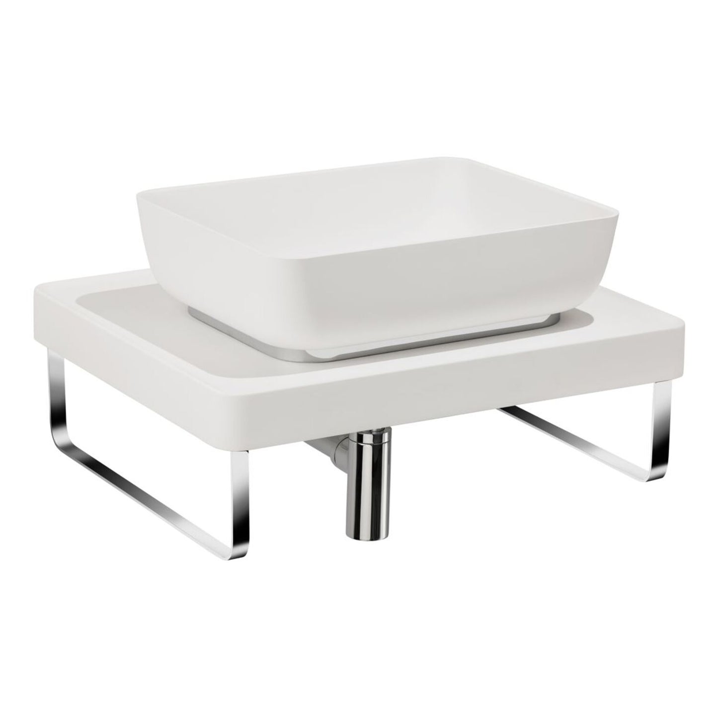 Abode Tableau/Cava Shelf & Tablet Basin Set - Chalk White w/Chrome Finishes