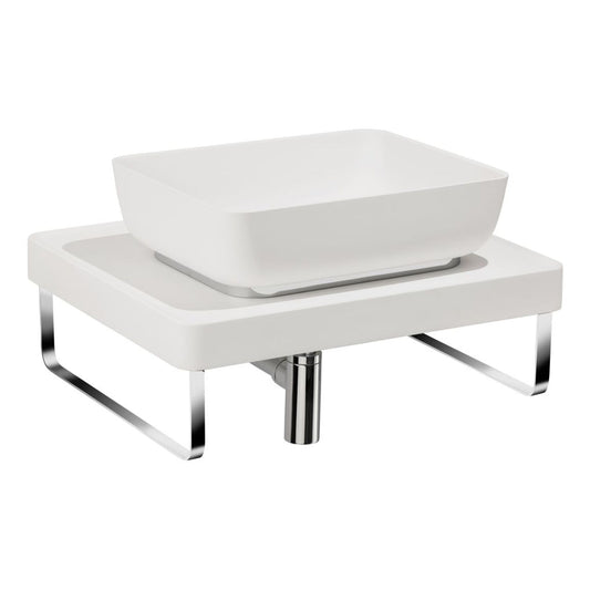 Abode Tableau/Cava Shelf & Tablet Basin Set - Chalk White w/Chrome Finishes