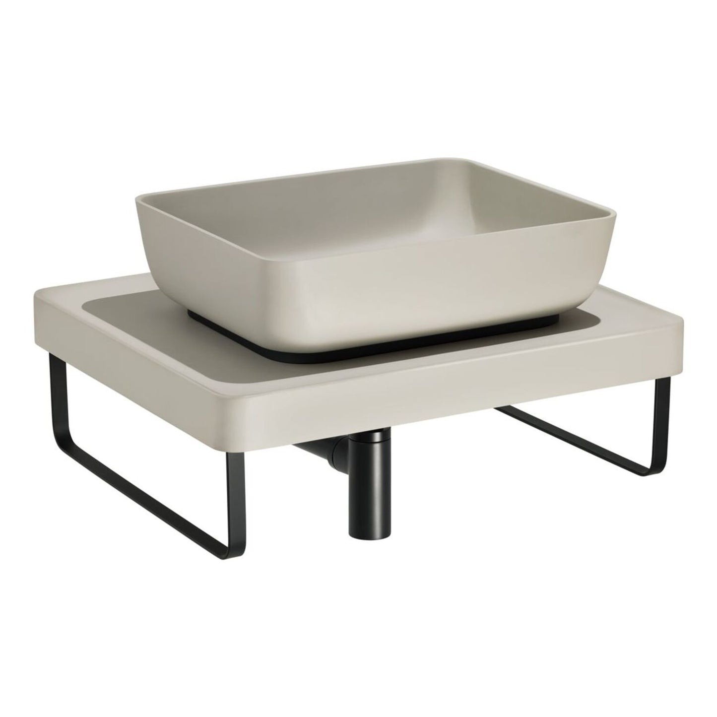 Abode Tableau/Cava Shelf & Tablet Basin Set - Pebble Grey w/Matt Black Finishes