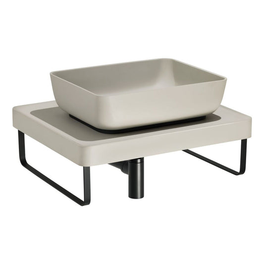 Abode Tableau/Cava Shelf & Tablet Basin Set - Pebble Grey w/Matt Black Finishes