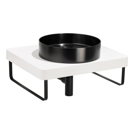 Abode Tableau/Iox Shelf & Round Basin Set - Chalk White w/Matt Black Finishes