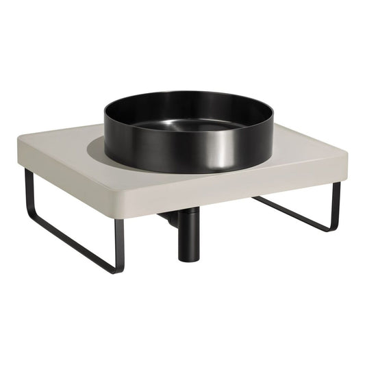 Abode Tableau/Iox Shelf & Round Basin Set - Pebble Grey w/Matt Black Finishes