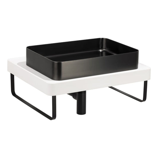Abode Tableau/Iox Shelf & Tablet Basin Set - Chalk White w/Matt Black Finishes