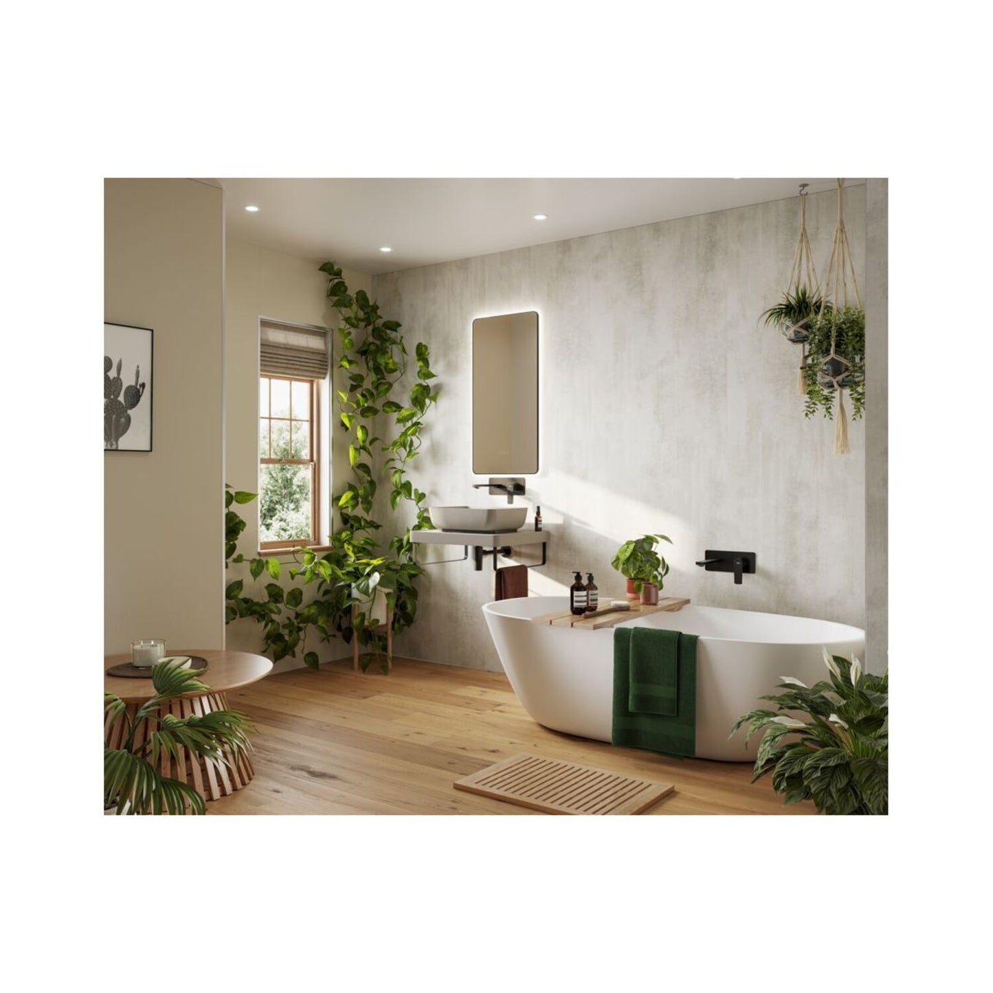 Abode Tableau 600mm Basin Shelf & Brackets - Pebble Grey